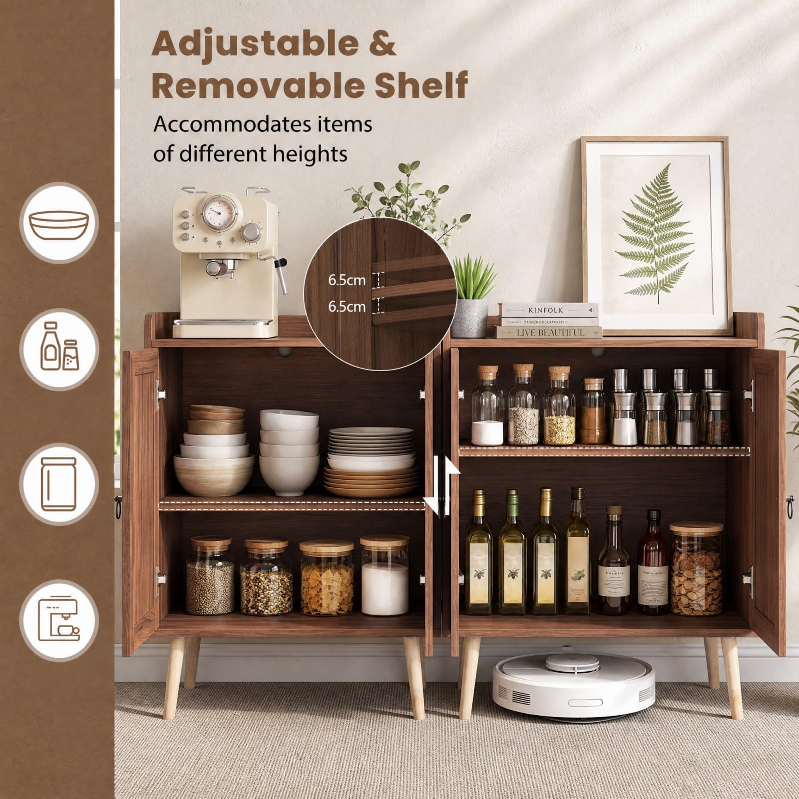 SOARS Meuble de Rangement, Table de Chevet 67 X 38 X77 CM (Marron)