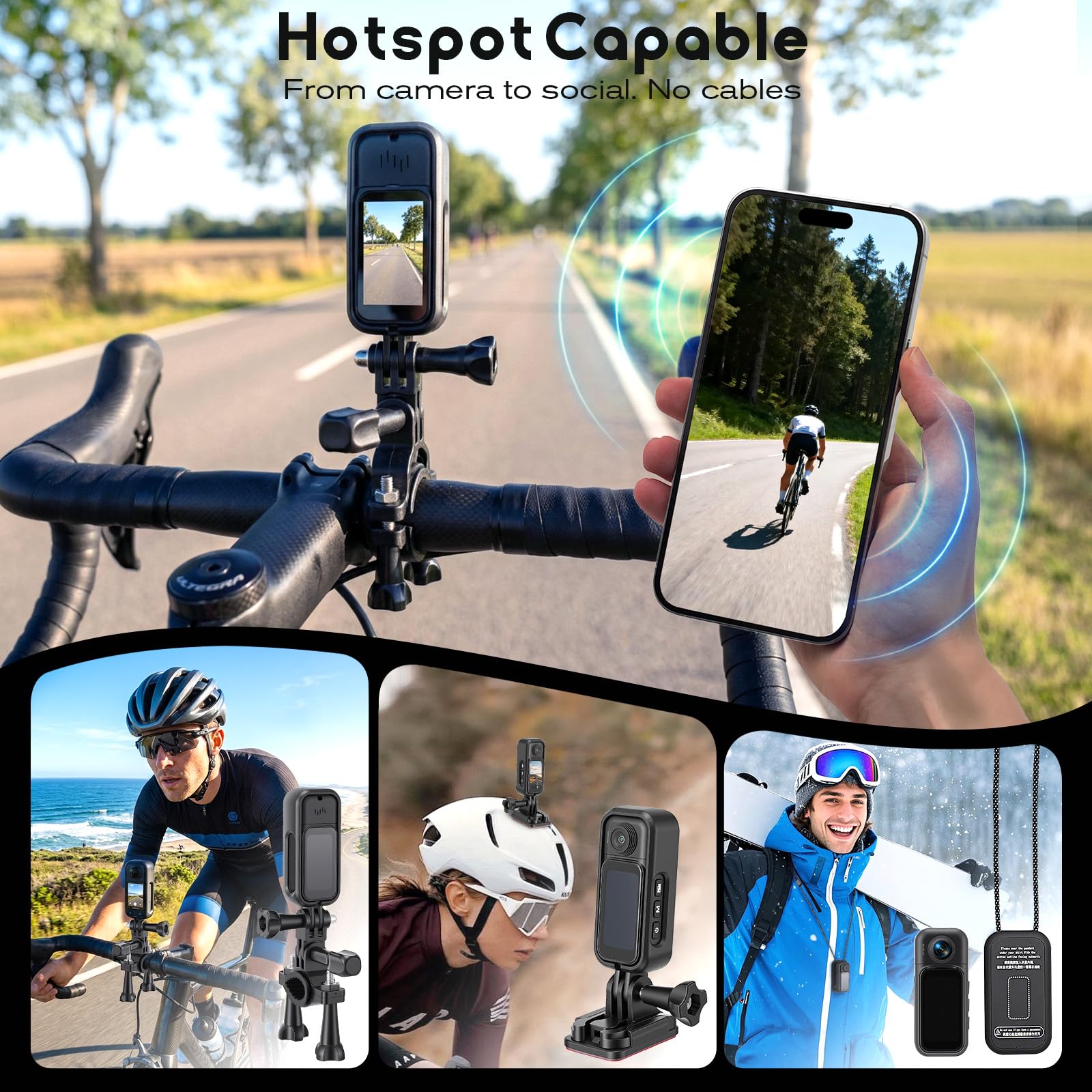 Action Cam 4K 360° Fotocamera per Casco Moto