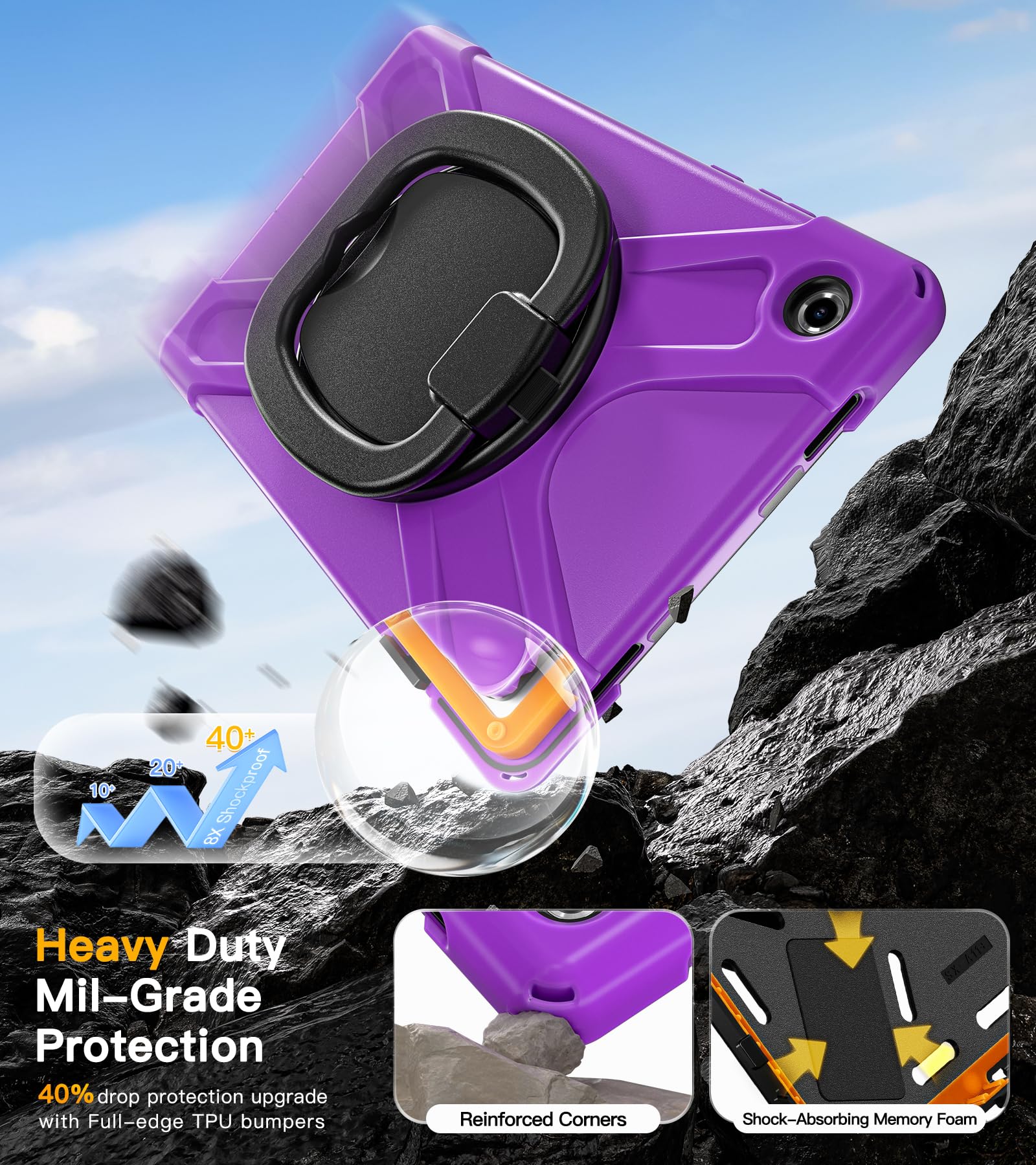 BRAECN Étui pour Samsung Galaxy Tab A11+ Plus - Étui Violet Tab A11+ 2025