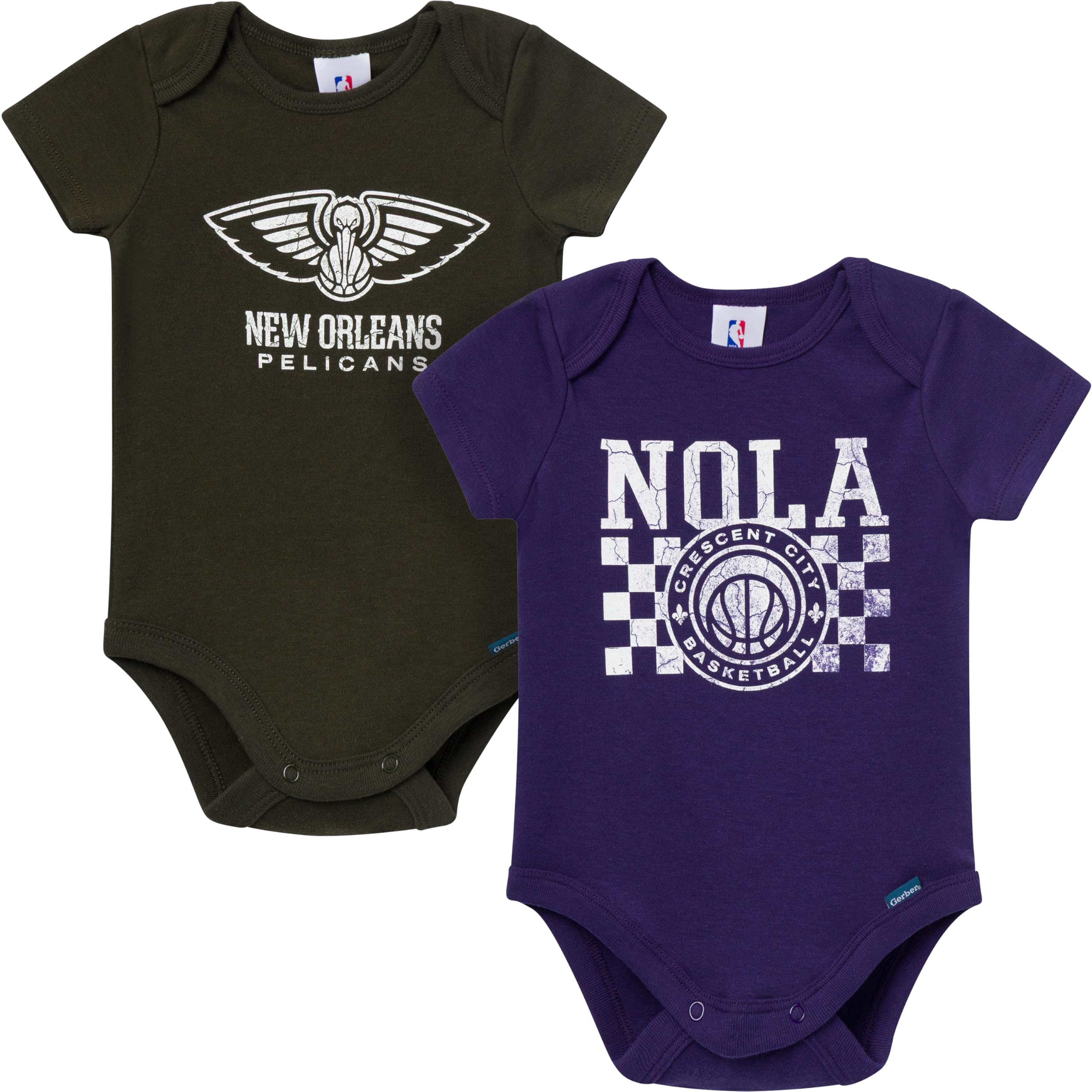 Gerber Baby NBA Boys &amp; Girls 2-Pack Short Sleeve Onesie Bodysuits