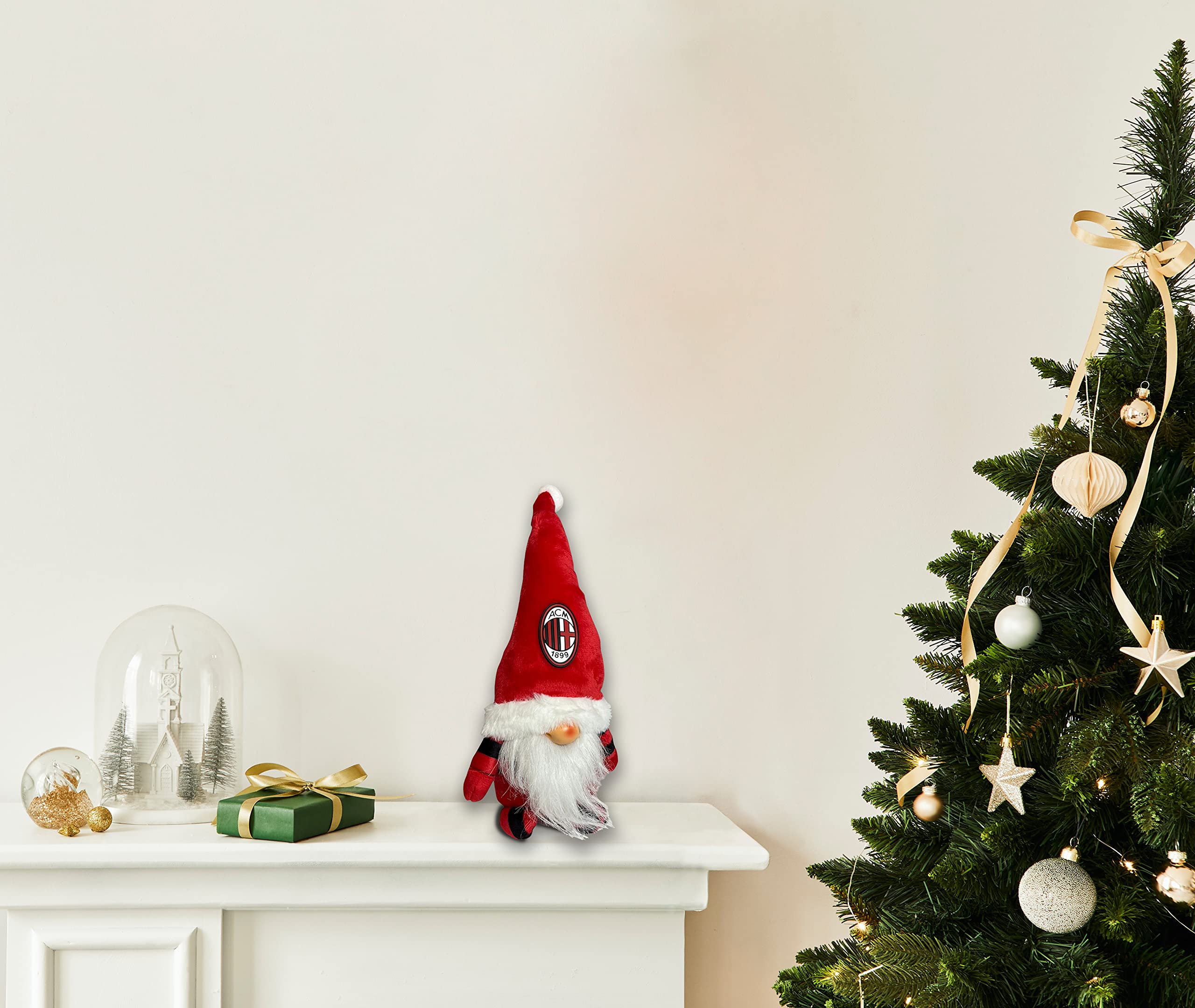 Hermet A.C. Milan Offizielles Weihnachtswichtel Dekoration 30 cm Rot/Schwarz Hängender Schmuck Kunststoff Weihnachten