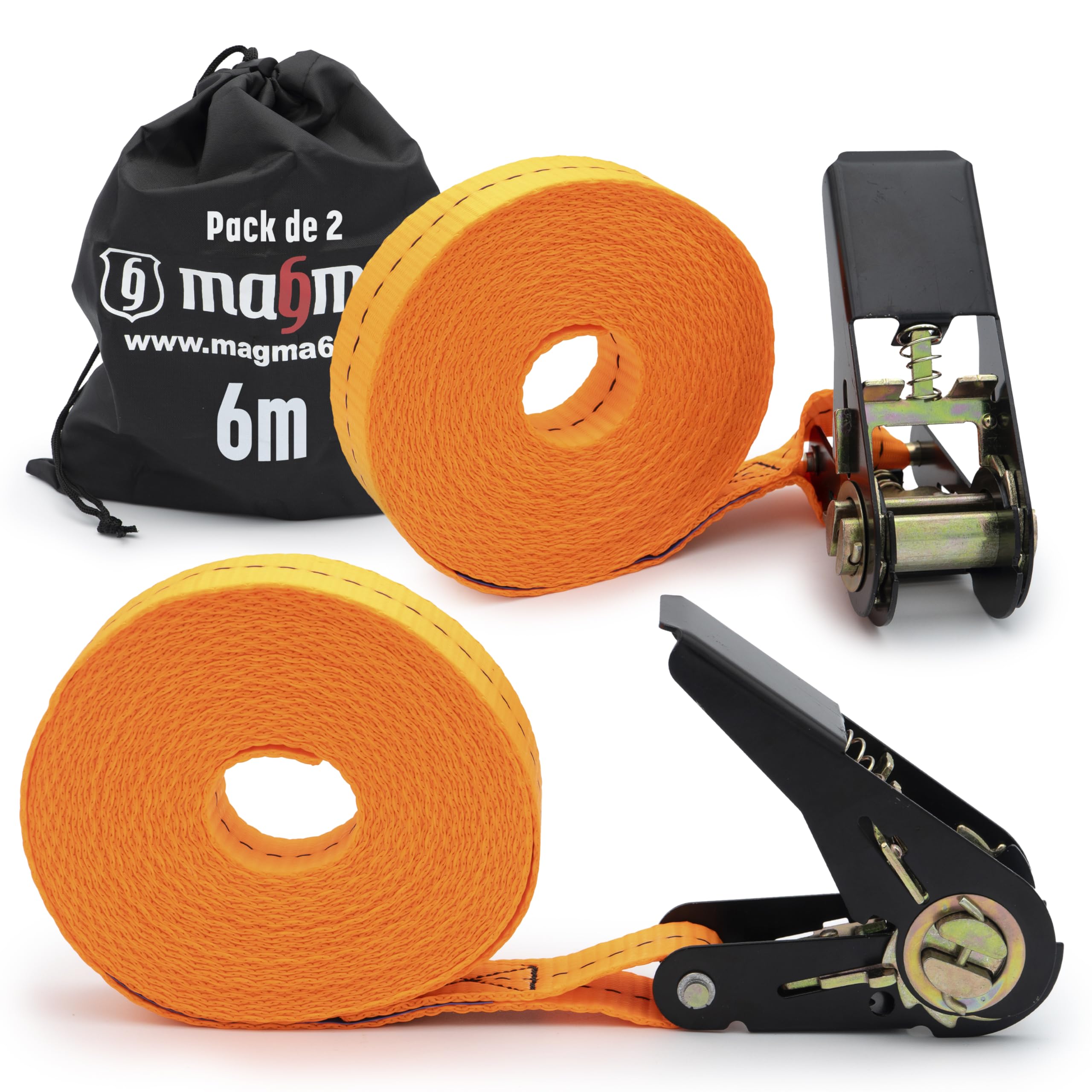 MAGMA 4 Correas de Trinquete 3,5m, 800Kgf/unit. Cinchos, Cinchas de Amarre, Eslingas con Carraca, Remolque Baca Kayak Tabla de Surf Piraguas Canoa Bicicleta Moto, Longitud Ajustable. Negro — view 10