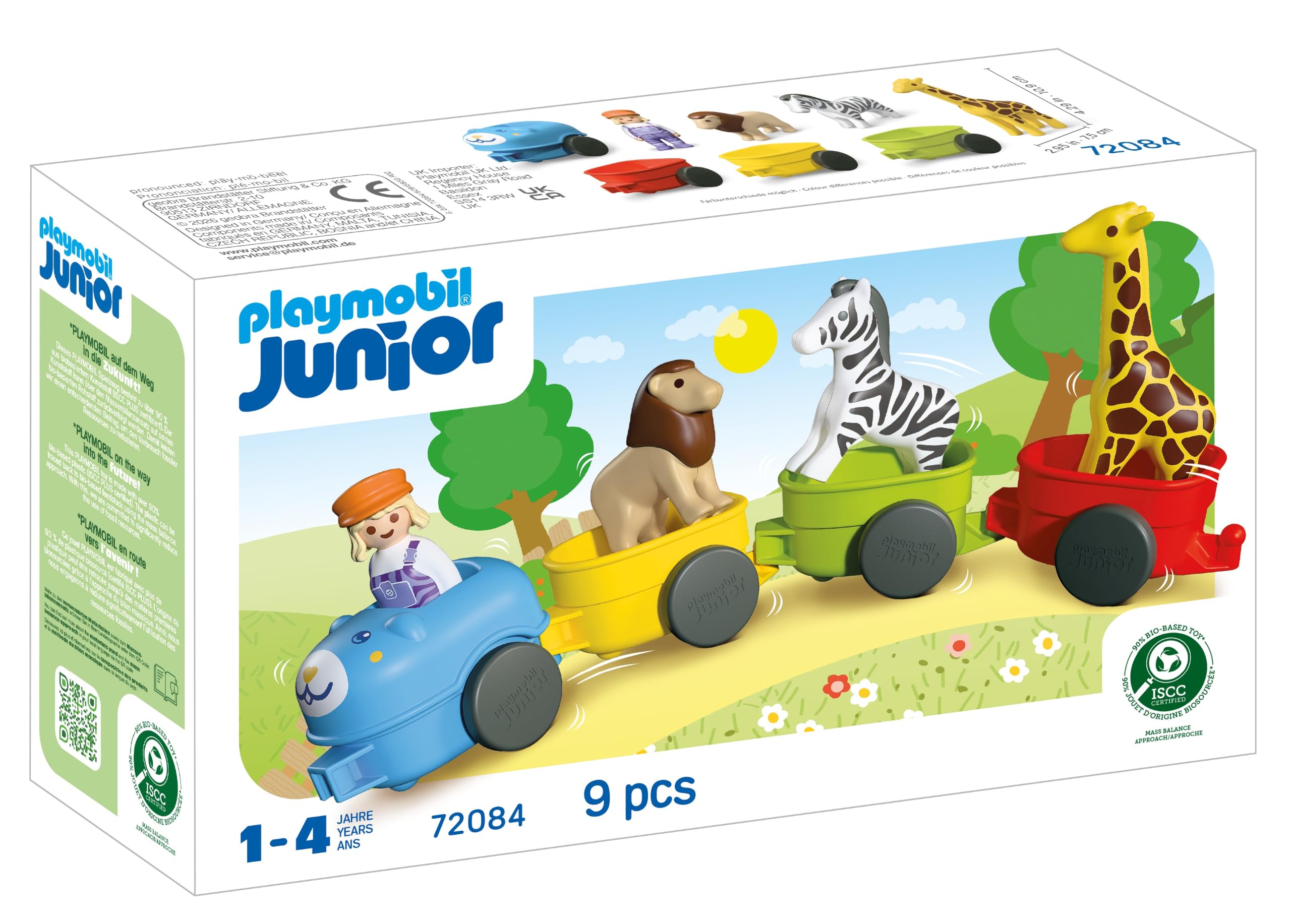 PLAYMOBIL | JUNIOR | Tierzug | Bunter Zug mit Tieren, 4 Anhängern & Fahrerhaube | Für Kinder ab1 Jahr | 72084