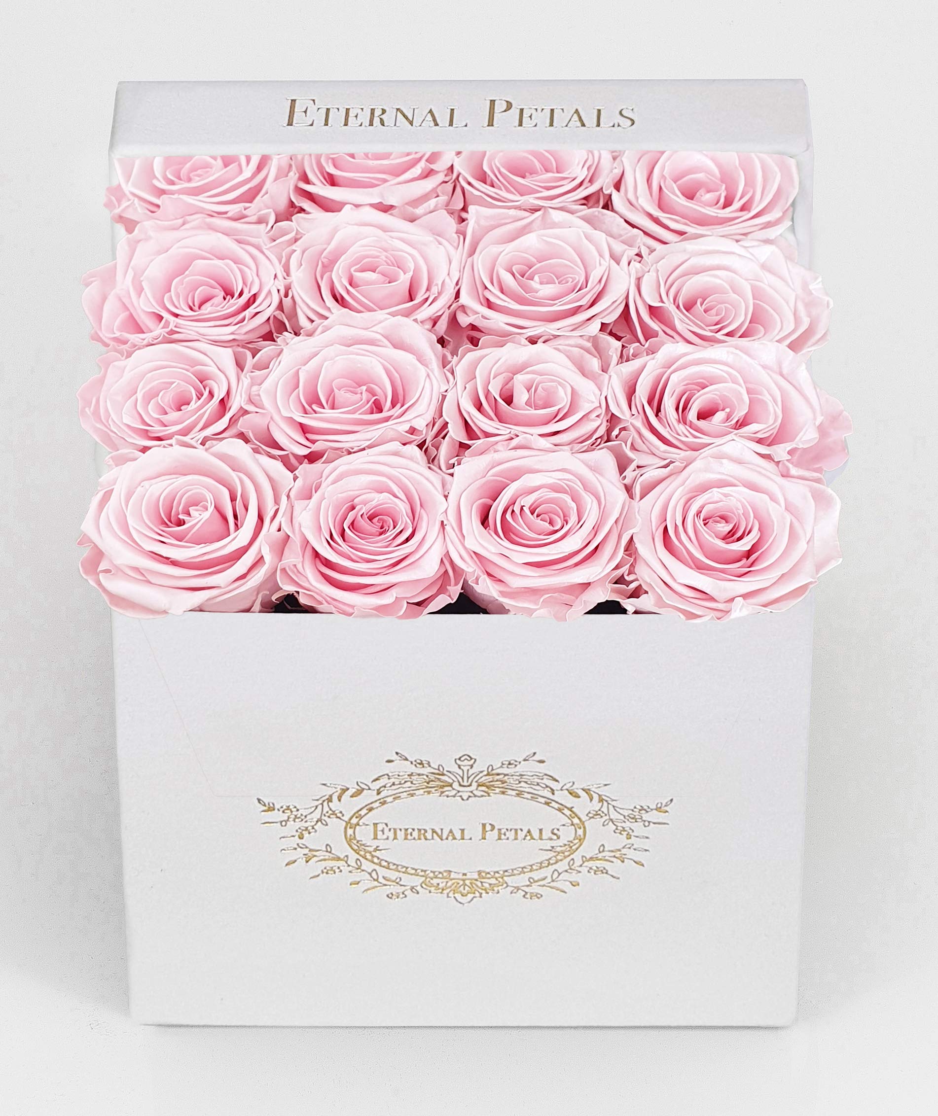 Real Roses That Last A Year - White Velvet (Pink satin)
