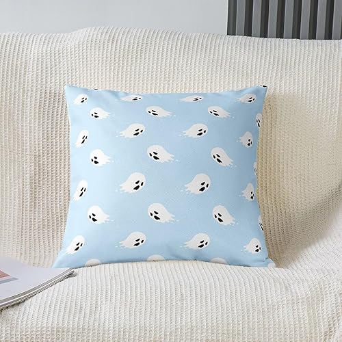 Miniatura 2 de Funda de almohada con estampado de dibujos animados azules en acuarela, diseño de fantasma de doble cara para cama, sofá, funda de almohada cuadrada