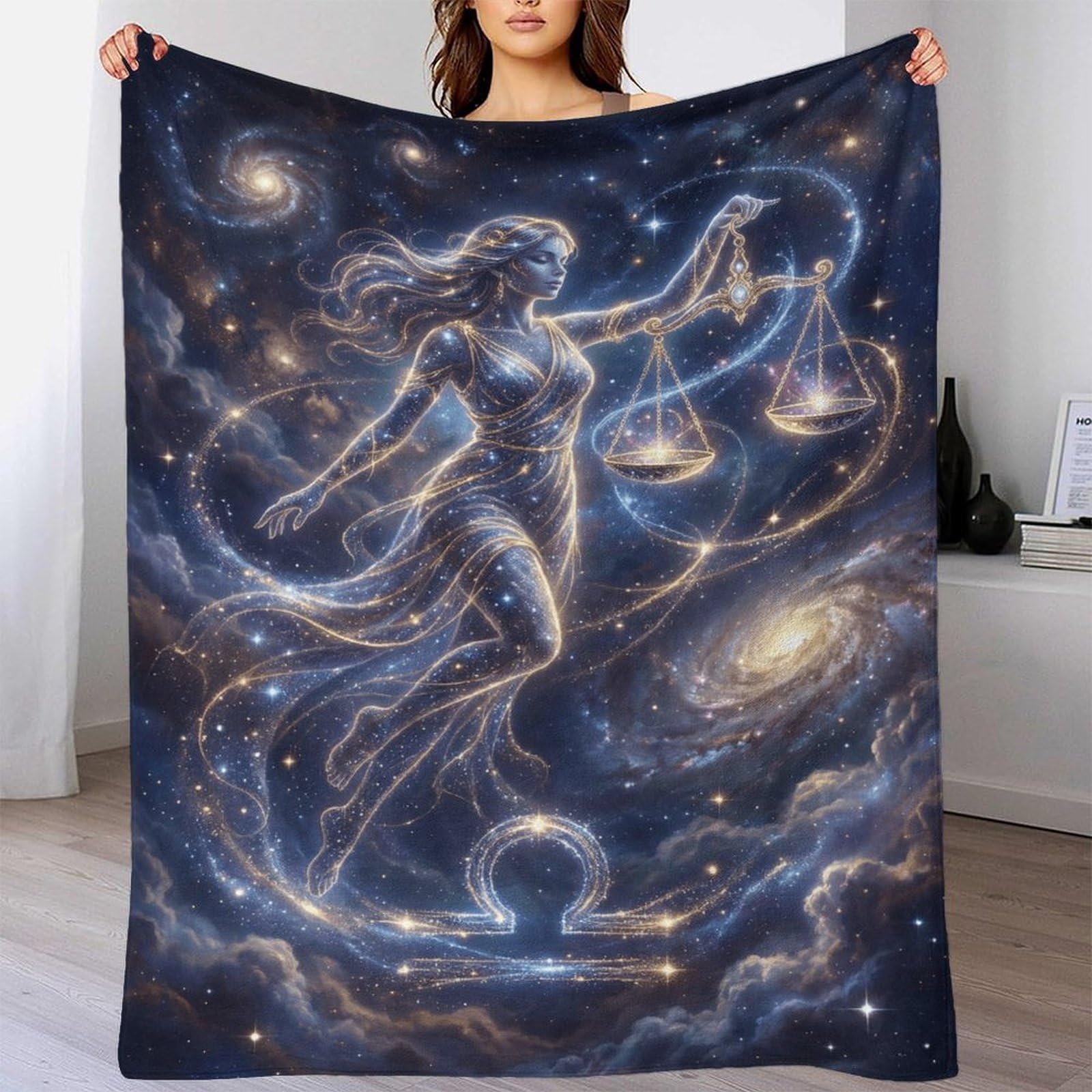 W7C8U2X3 Libra Zodiac for for Flannel Throw Blanket, Bed Bedroom Sofa