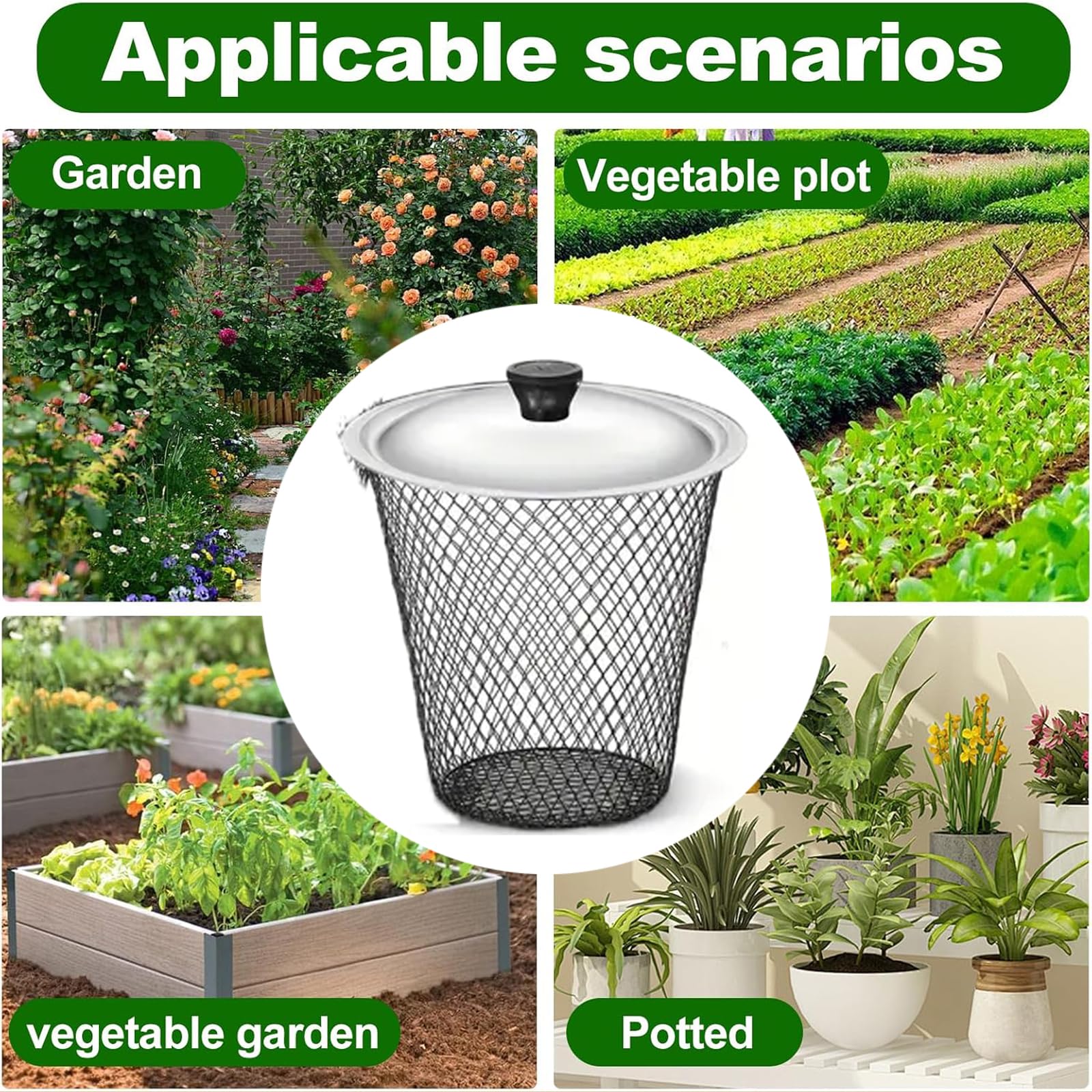 Compostador de gusanos subterráneo con tapa, paquete de 6 cajas de lombrices, sistema de compostaje rápido para residuos de jardín, contenedor de abono al aire libre para jardín, patio, solución de