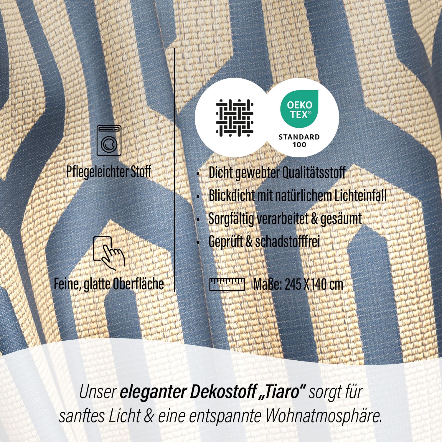 Homing Vorhang Tiaro | Petrol Gold | geometrisch Gemustert | Luxus modern | Schlafzimmer