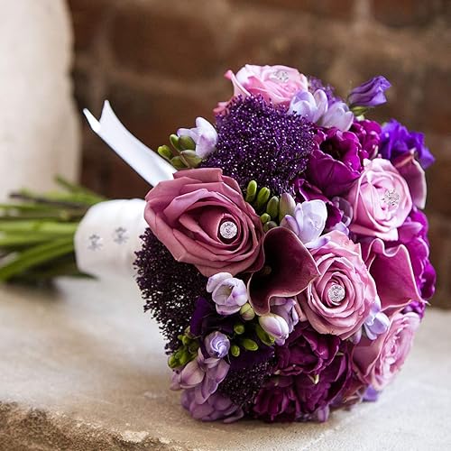 Miniatura 3 de Alfileres de ramillete de flores, alfileres de diamantes de imitación florales, cabeza de diamante de cristal, pasadores rectos transparentes para