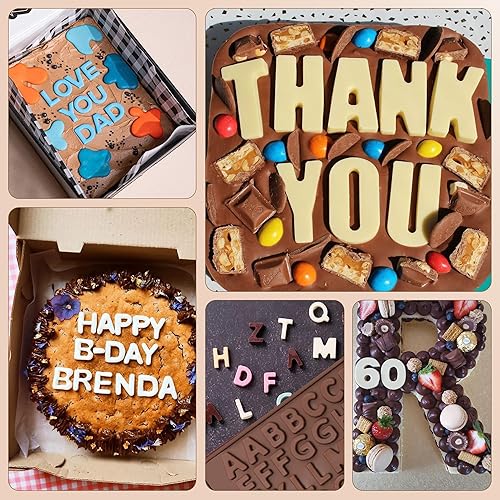 Miniatura 7 de Moldes de silicona para letras y números de chocolate con símbolos de decoración de pasteles de feliz cumpleaños, 2 unidades