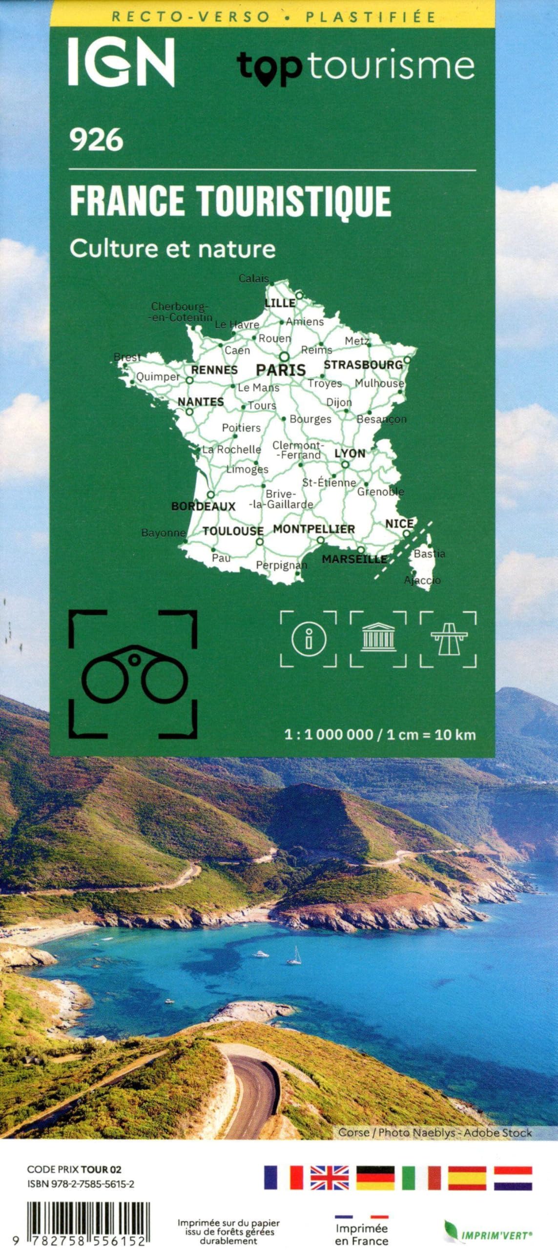 1M926 France Touristique plastifiée: 926