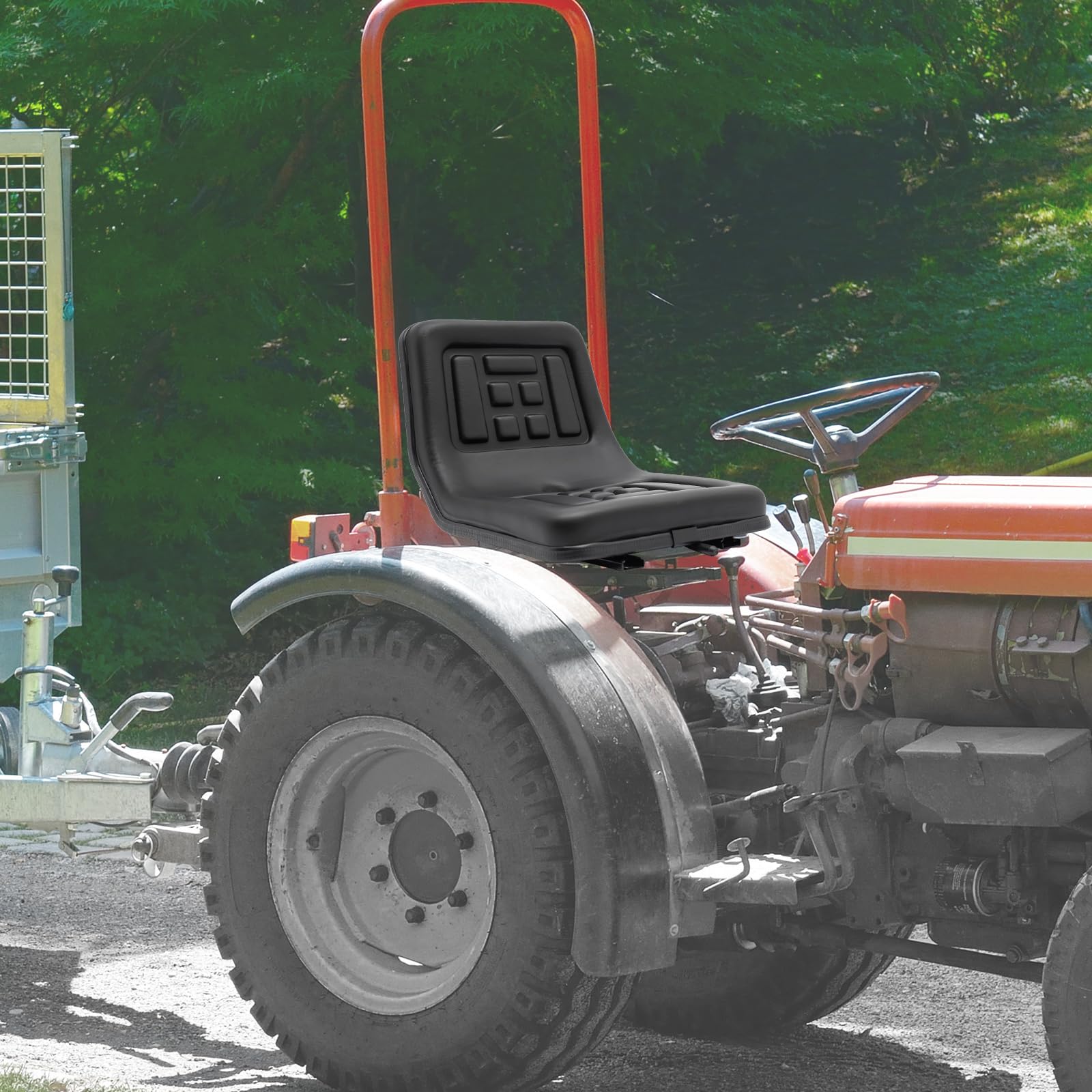 Asiento Tractor Universal Ajustable, Asiento Agrícola Universal Negro, Ajustable Delantero Trasero 15cm Multi-Trous, Cortacésped Carretilla Elevadora Excavadora, Impermeable Cómodo
