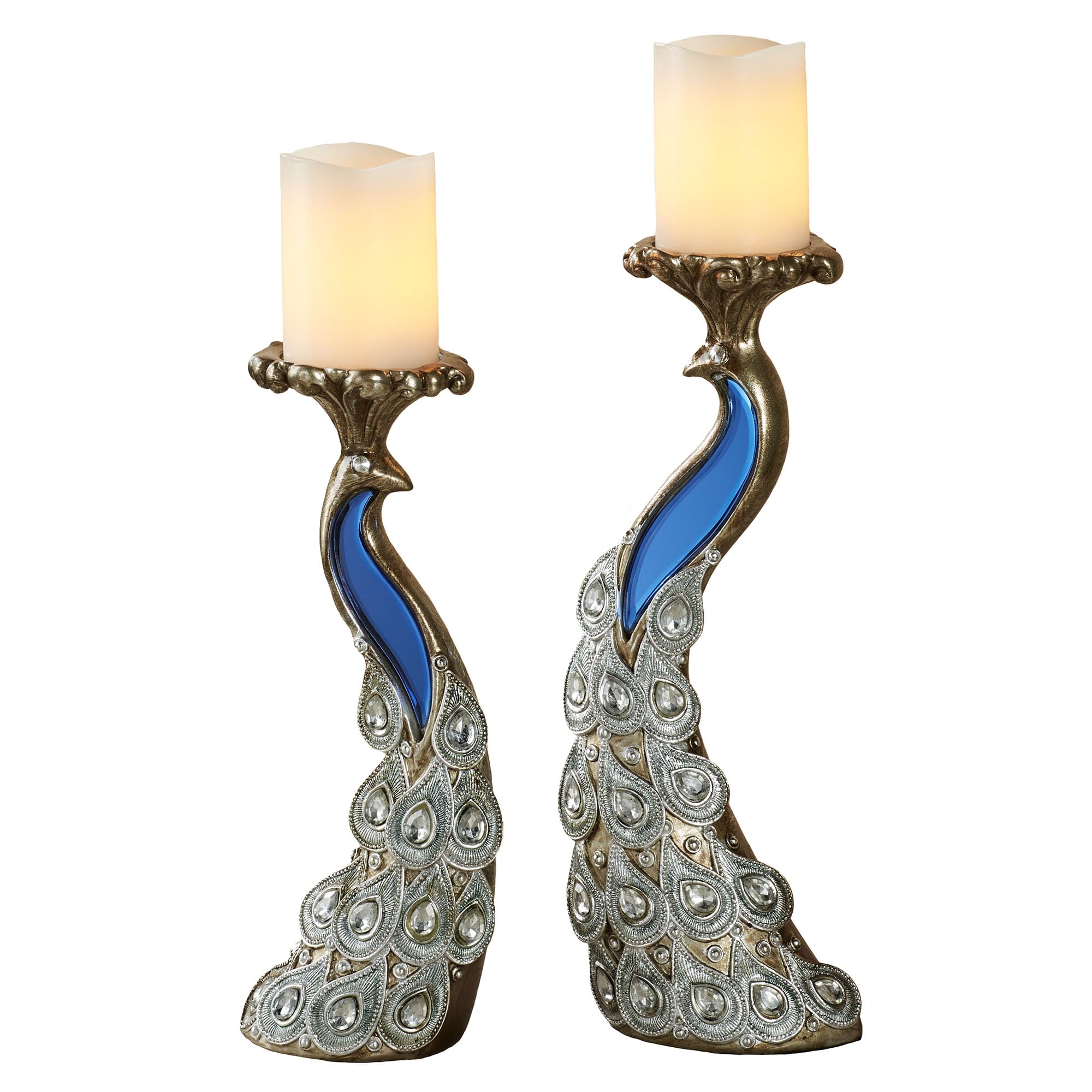 Peacock Candleholder Pair | Table Candle Holder | Centerpiece Decor for Bedroom, Living Room, Kitchen, Dining