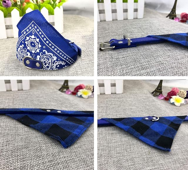 Foto 6 de 6 de Newtensina 2 Piezas Tartán Pañuelo para Perros Lindo Perrito Pañuelo Ajustable Perrito Collar Bufanda…