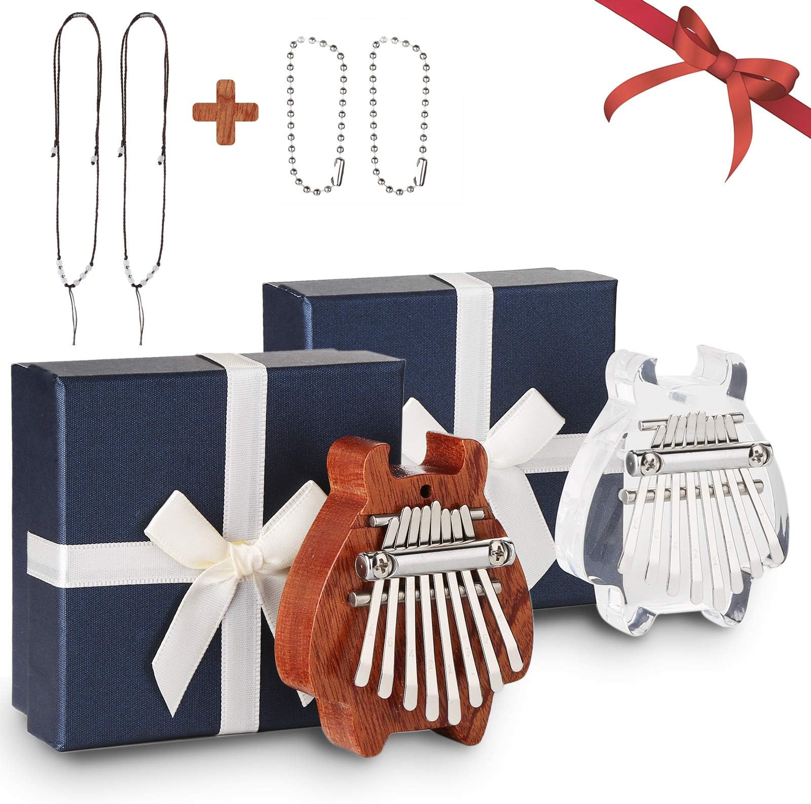 Mini Kalimba 2 Packs with Case, Fixm Thumb Piano 8 Keys, Finger Piano Great for Kids, Adults and Beginners