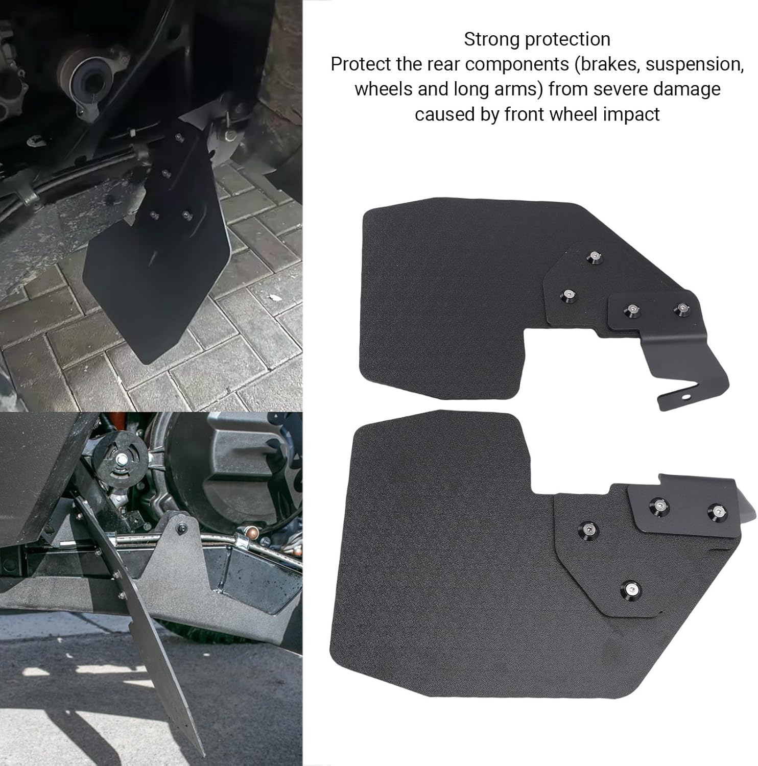 Aramox 2PCS Mud Flaps Splash Guards, Metal Plastic Black Rear Trailing Arm Mudguard Replacement for TERYX KRX 1000 2020+