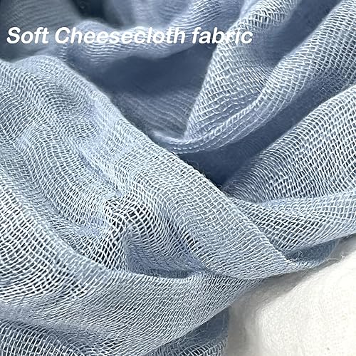 Miniatura 3 de Herda Camino de mesa de gasa de 13.3 pies de largo, color azul polvoriento, 160 pulgadas, camino de mesa de gasa bohemio rústico, paño de queso para