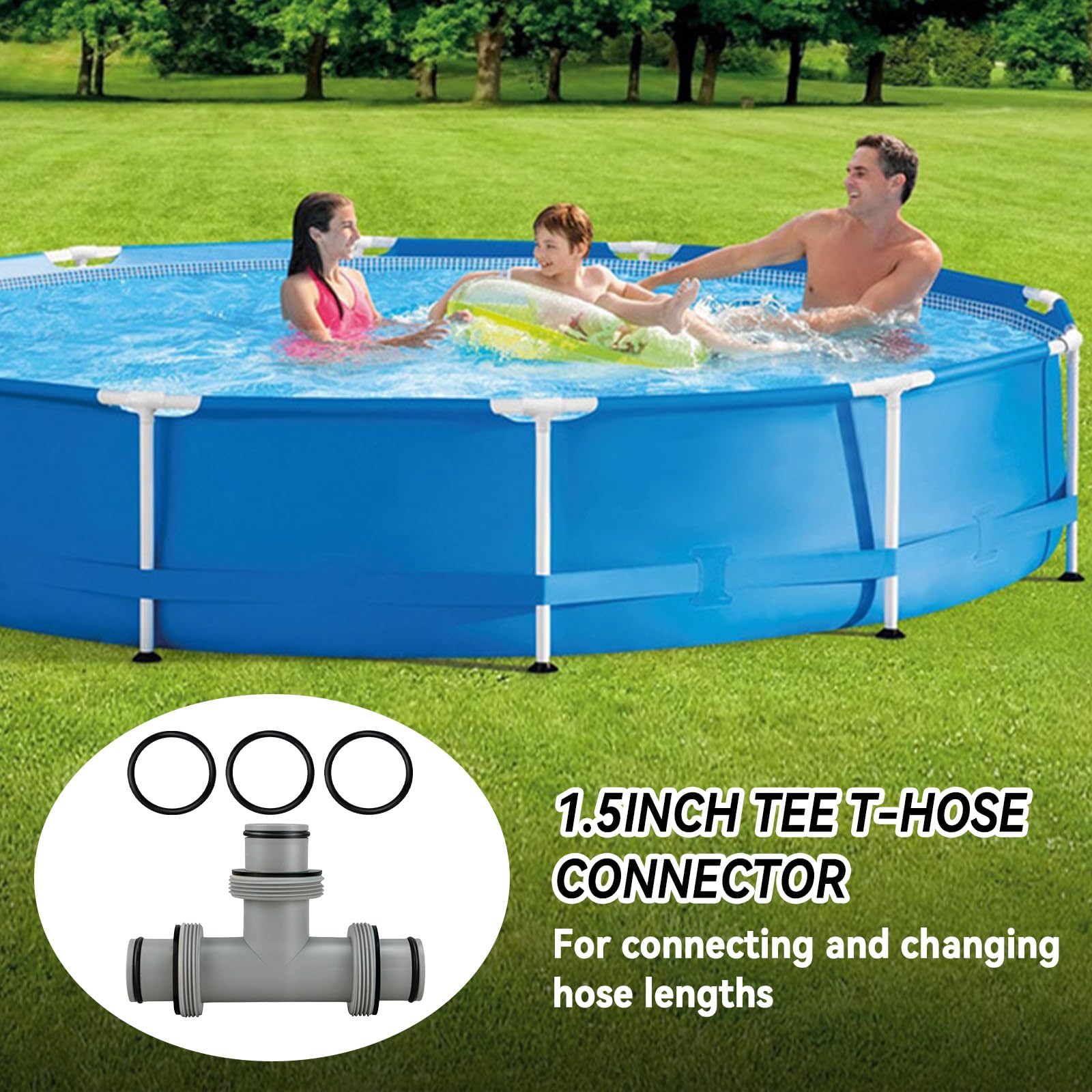 Raccordo A T Per Tubo Da 38 Mm (6/4") Per Piscina E Laghetto - Set Con 3 Fascette In Acciaio V2A - 3
