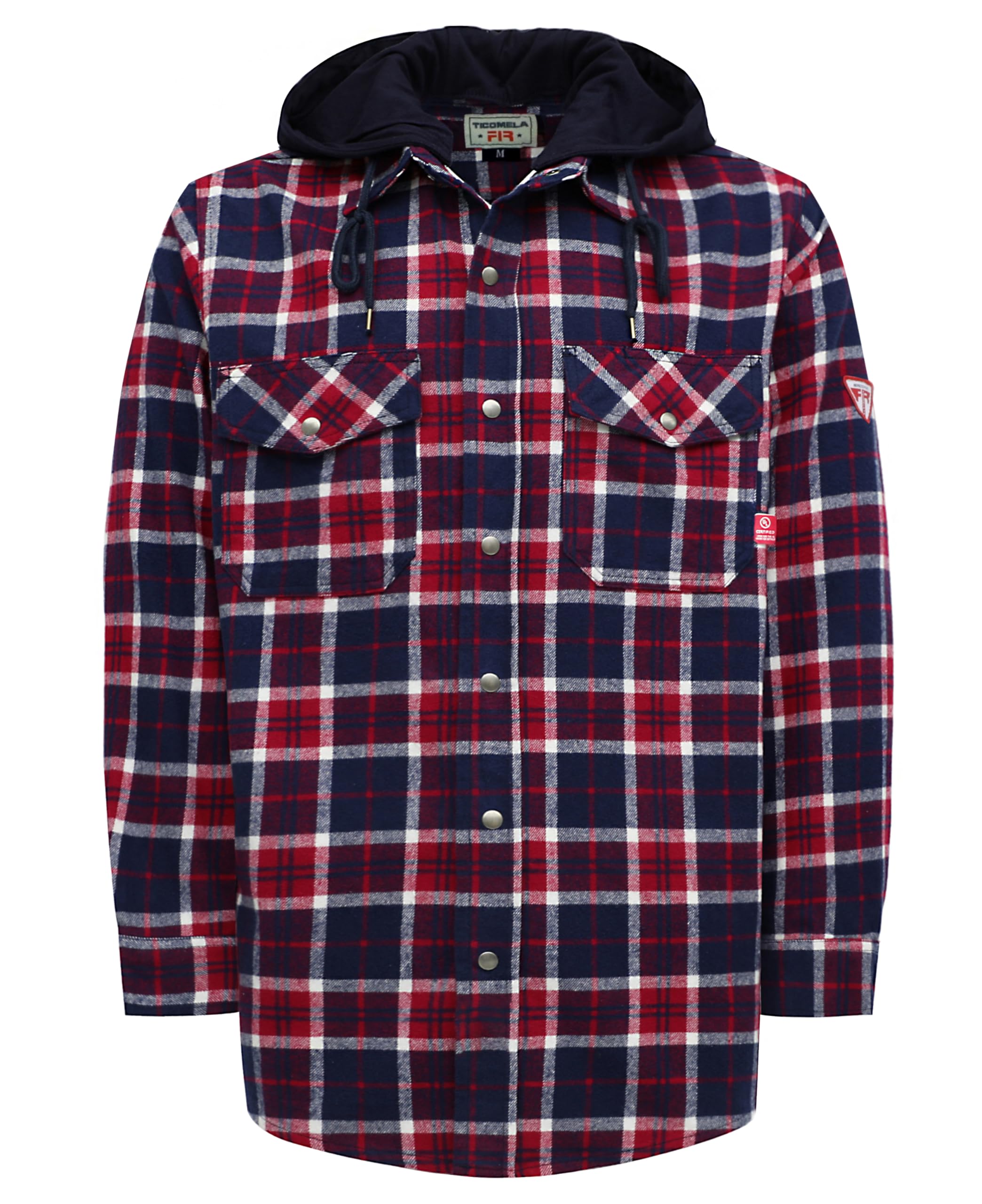 TICOMELA FR Shirts for Men 8.5oz Flannel Plaid Heavy Weight Flame Resistant Shirts Fire Retardant Welding Jacket