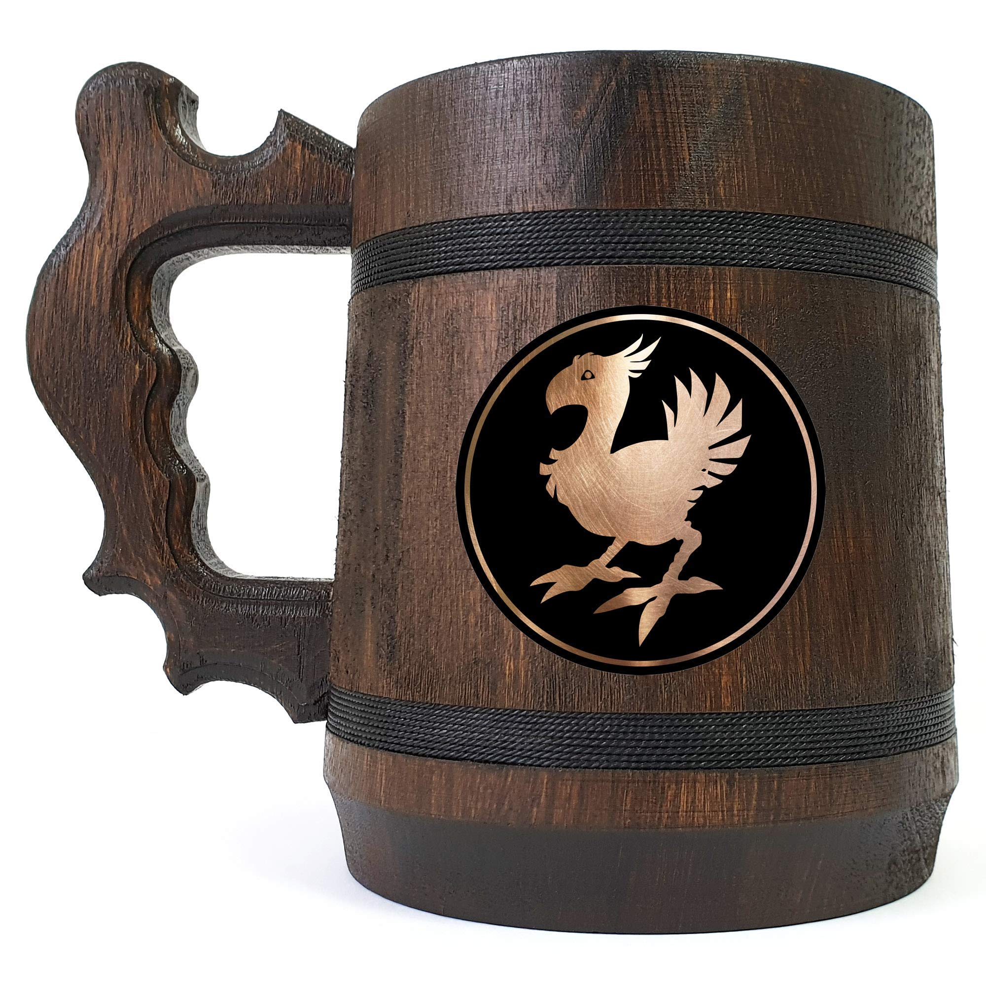 FF Chocobo Beer Stein, FF Wooden Beer Mug, Personalized Engraved Beer Mug
