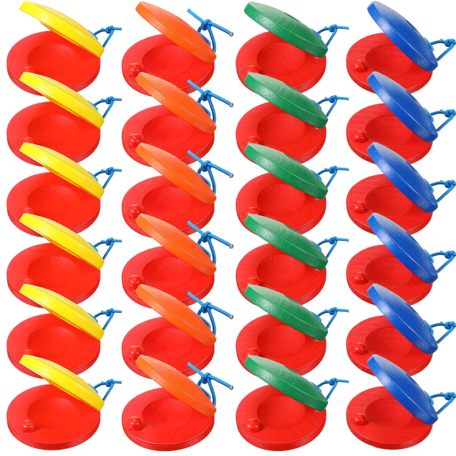 Boao 24 Pcs Castanets Musical Instrument Wooden Hand Finger Clap Board Educational Percussion DIY Music Instrument Rhythm Castanets