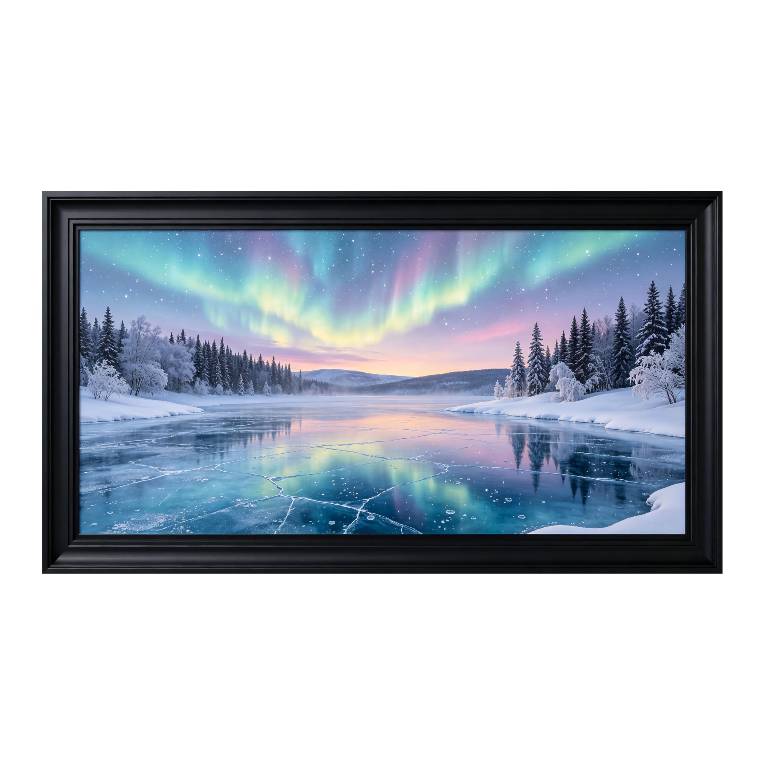 Yzpallescene Art260711248 3D Framed Wall Art Northern Lights Winter Lake Landscape Large Size Selfadhesive Removable Wall Decor Prints Artwork For Living Room Bedroom Office