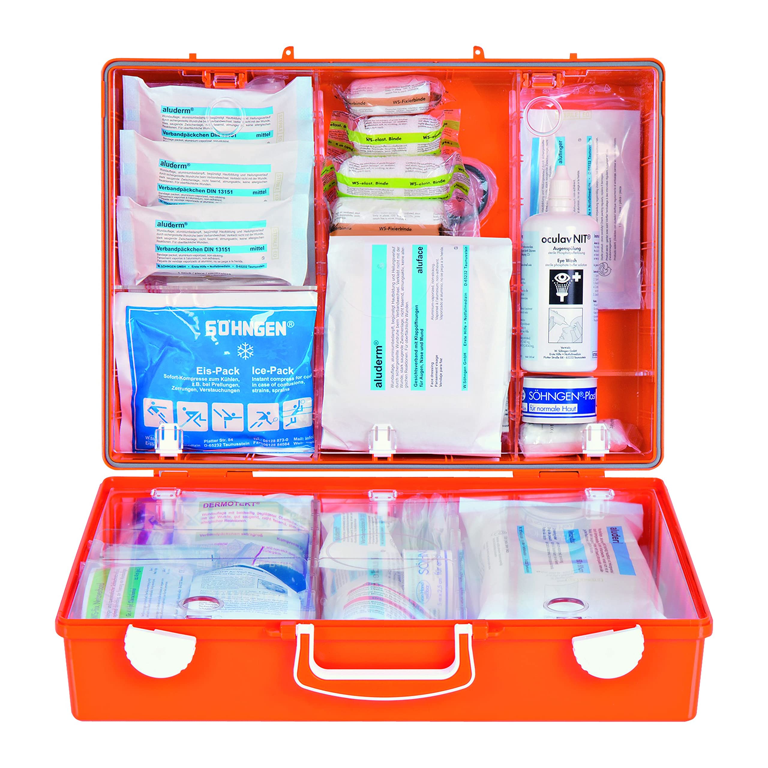 Söhngen 0360106 Kit Primeros Auxilios (maletín laboratori & químico DIN 13 157 + extensiones