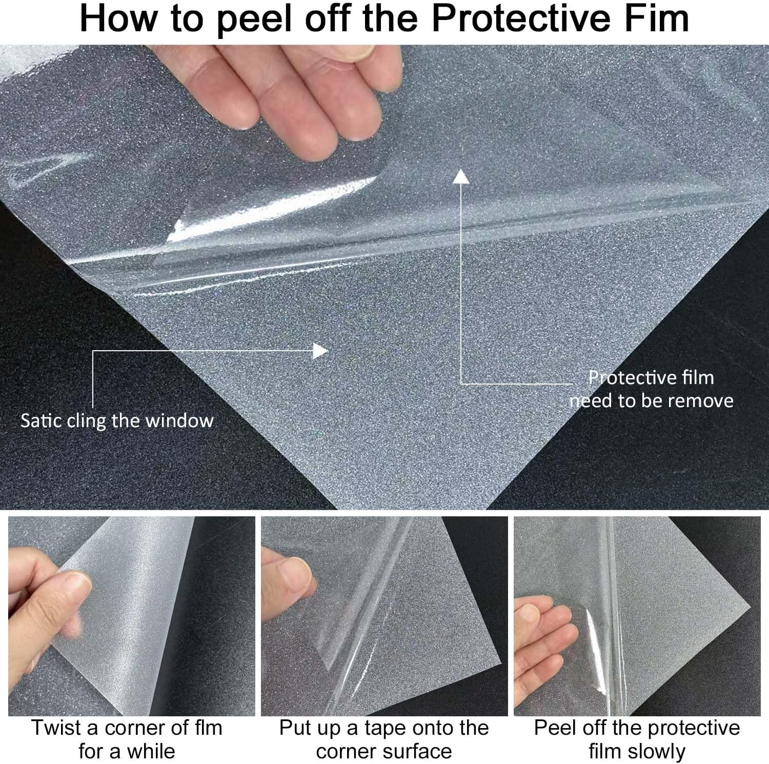 DERZGAO Frosted Window Film, Removable Glass Door Privacy Film, Suitable for Bathrooms, Offices, Static Cling Decorative Film, Reusable Window Stickers (Pure, 45.2X78.7 Inch)