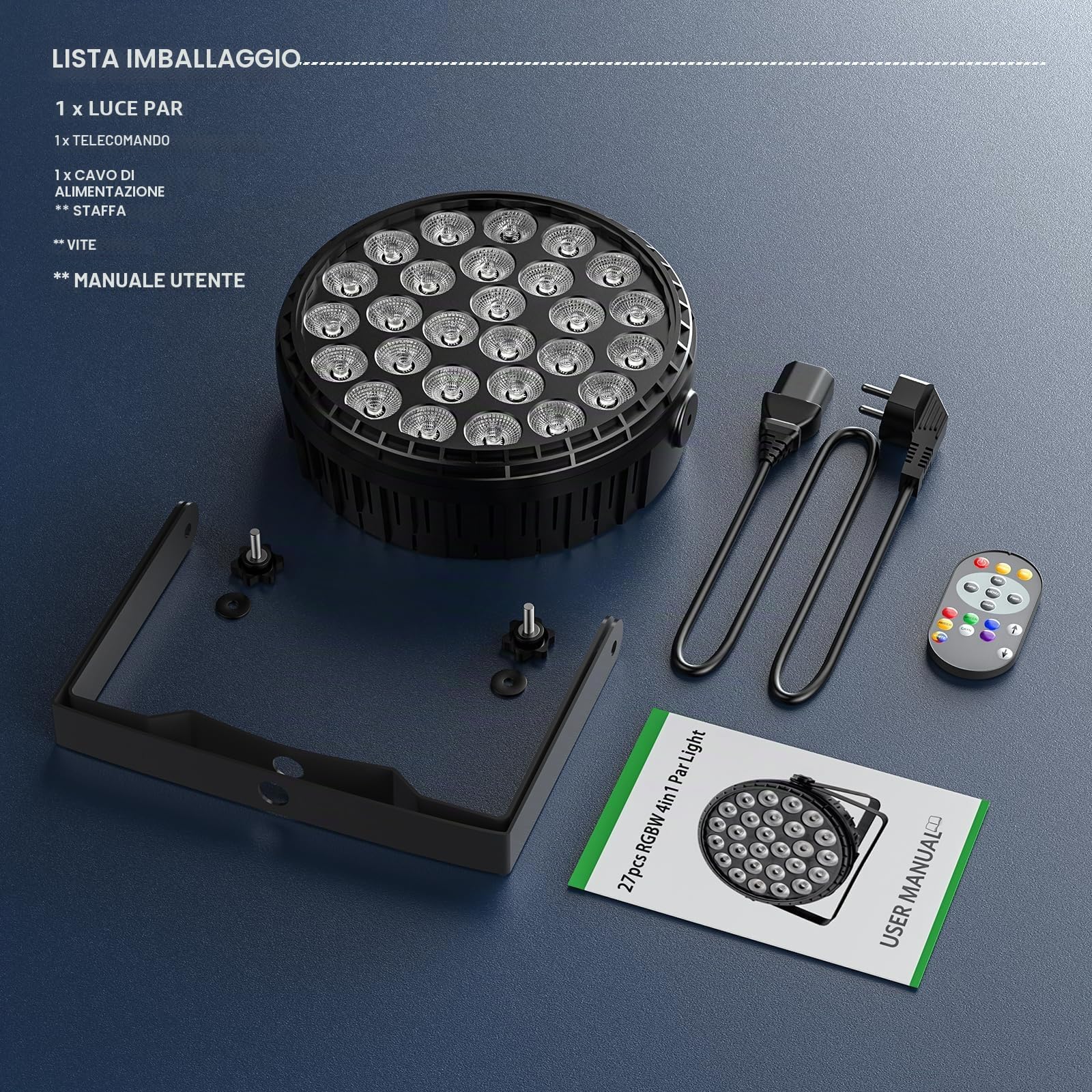 4PCS 216W LED Par Luce di Scena, 27 x 8W RGBW DMX-4/8CH Luci da Palcoscenico con Telecomando 6 Modalità Effetto Alta Luminosità Par LED per DJ, Festa, Teatro, Show, Natale