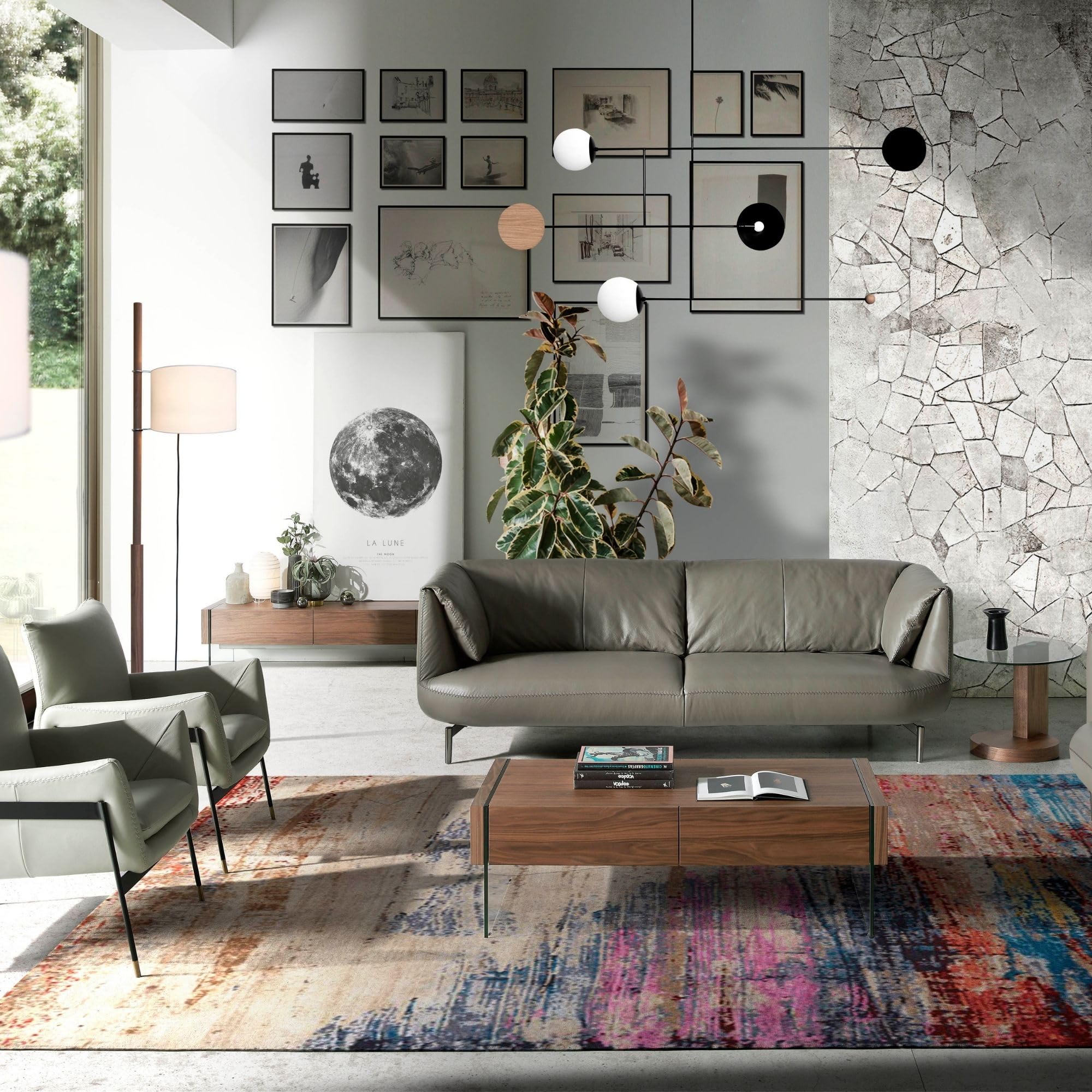 Angel Cerdá – Mesa Centro Diseño con Laterales de Cristal y Tapa de Nogal | Mesa de Centro Rectangular con Almacenaje | Patas de Cristal | Ideal para Salón | 127 x 59 x 41 cm