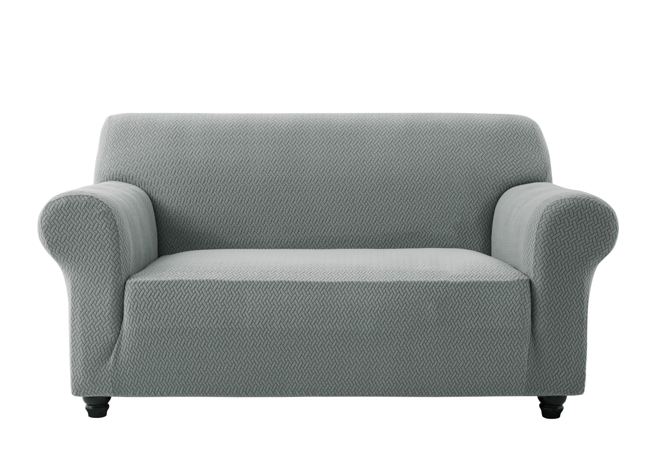 Ameha Grey High Stretch Sofa Cover 2 Seater Spandex Elastic Fit Slipcovers T Shape Non Slip Loveseat Couch Covers Furniture Protector - 2 Seater,