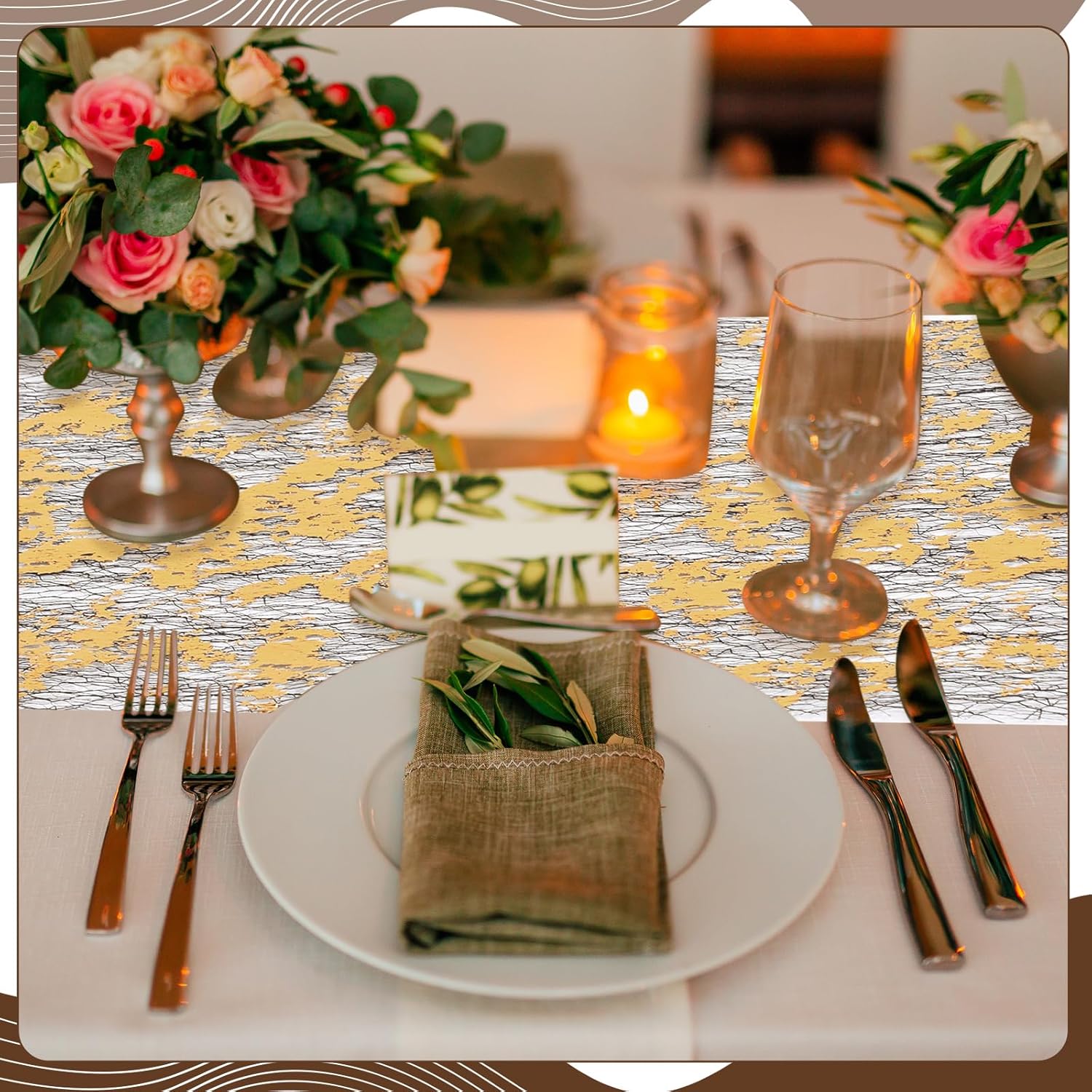 Mixweer 10 Pieces Gold Table Runner 11 x 110 Inches Sequin Table Runners for Thin Mesh Decorations Party Wedding Birthday Bridal Shower Event(Black, Gold)