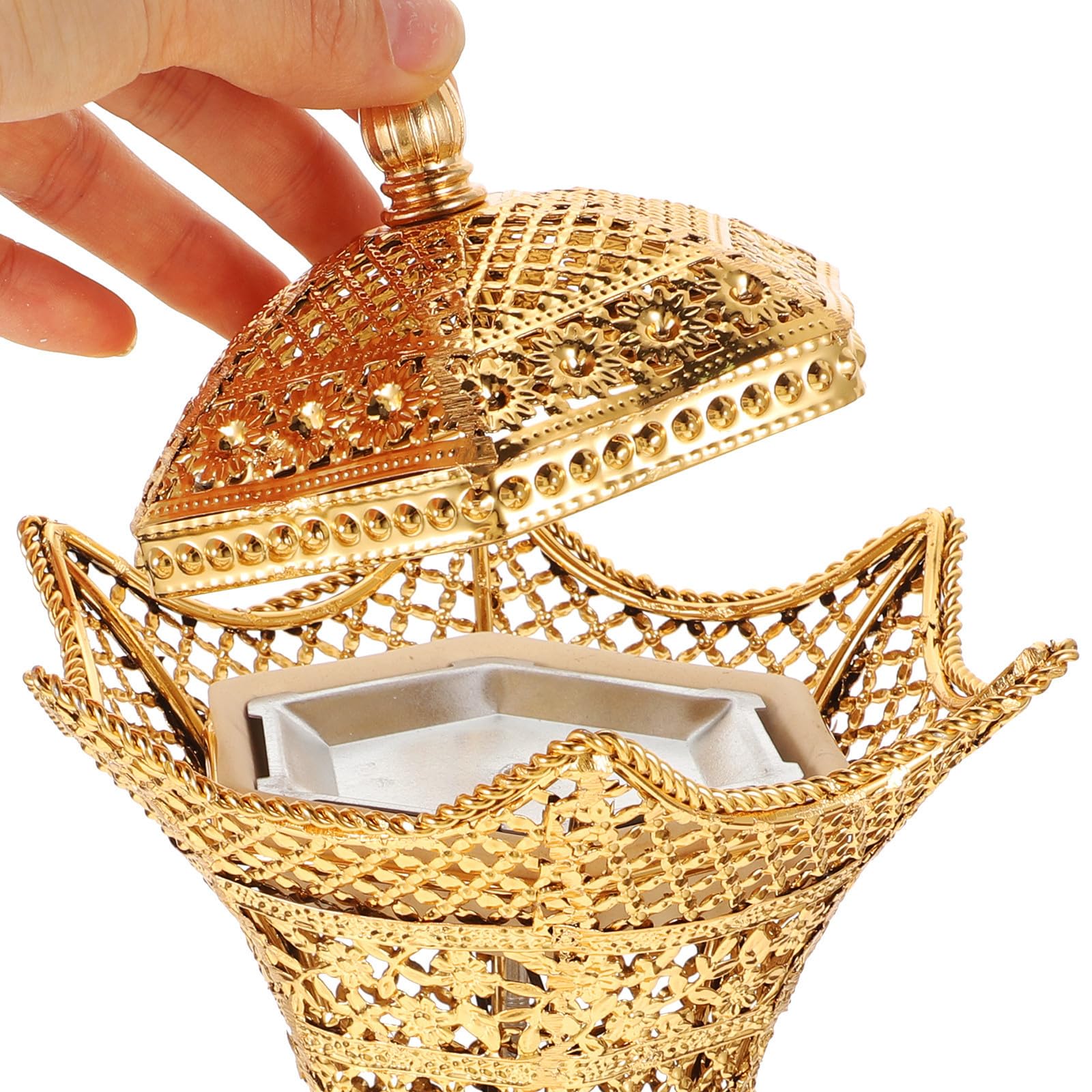 SHINEOFI Quemador de Hierro Dorado Decorativo Incienso de Eléctrico