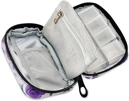 Vista 64 de Pastillero de viaje de dinosaurio beige semanal pequeño (cota), pastillero de 7 días, soporte para vitaminas, organizador de botellas de píldoras