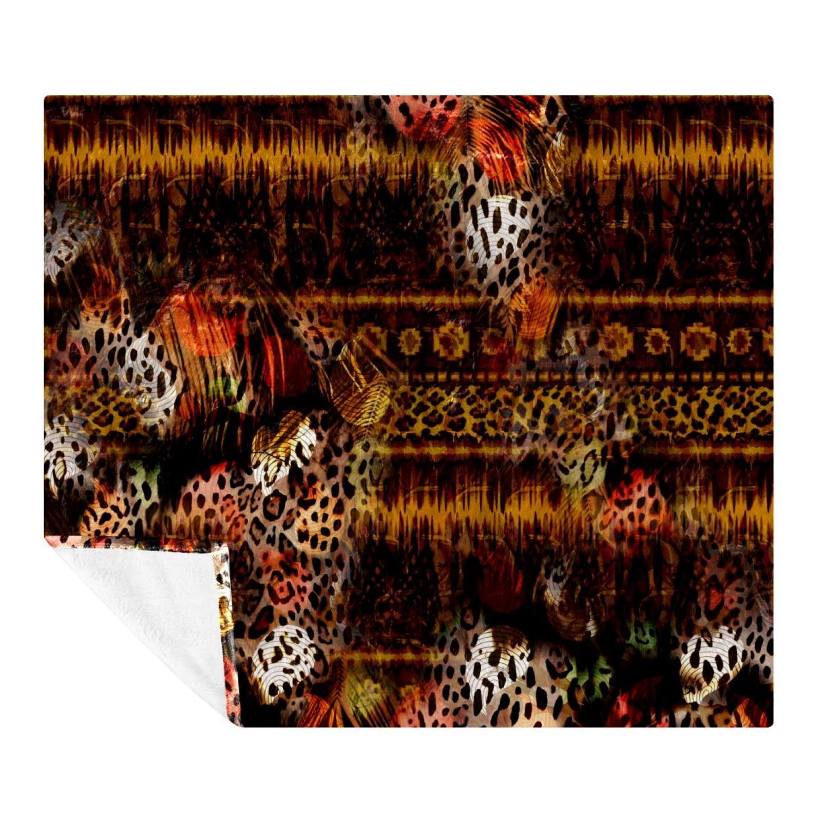 Couverture polaire en microfibre d'animaux sauvages 150x200 cm pour lit et canapé