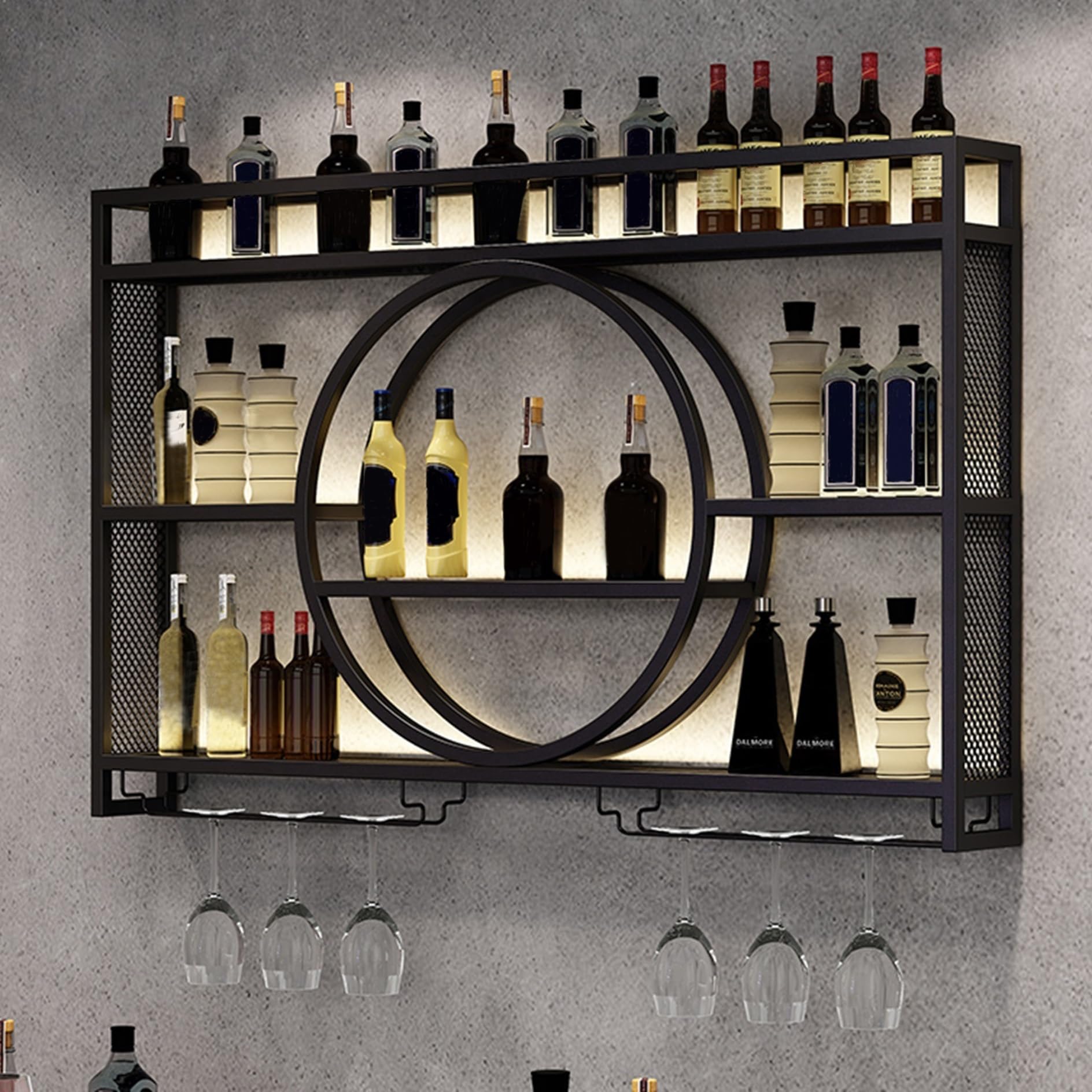 Weinregal Zur Wandmontage Für 8 Flaschen – Schwarz, Metall, Platzsparend & Stylisch