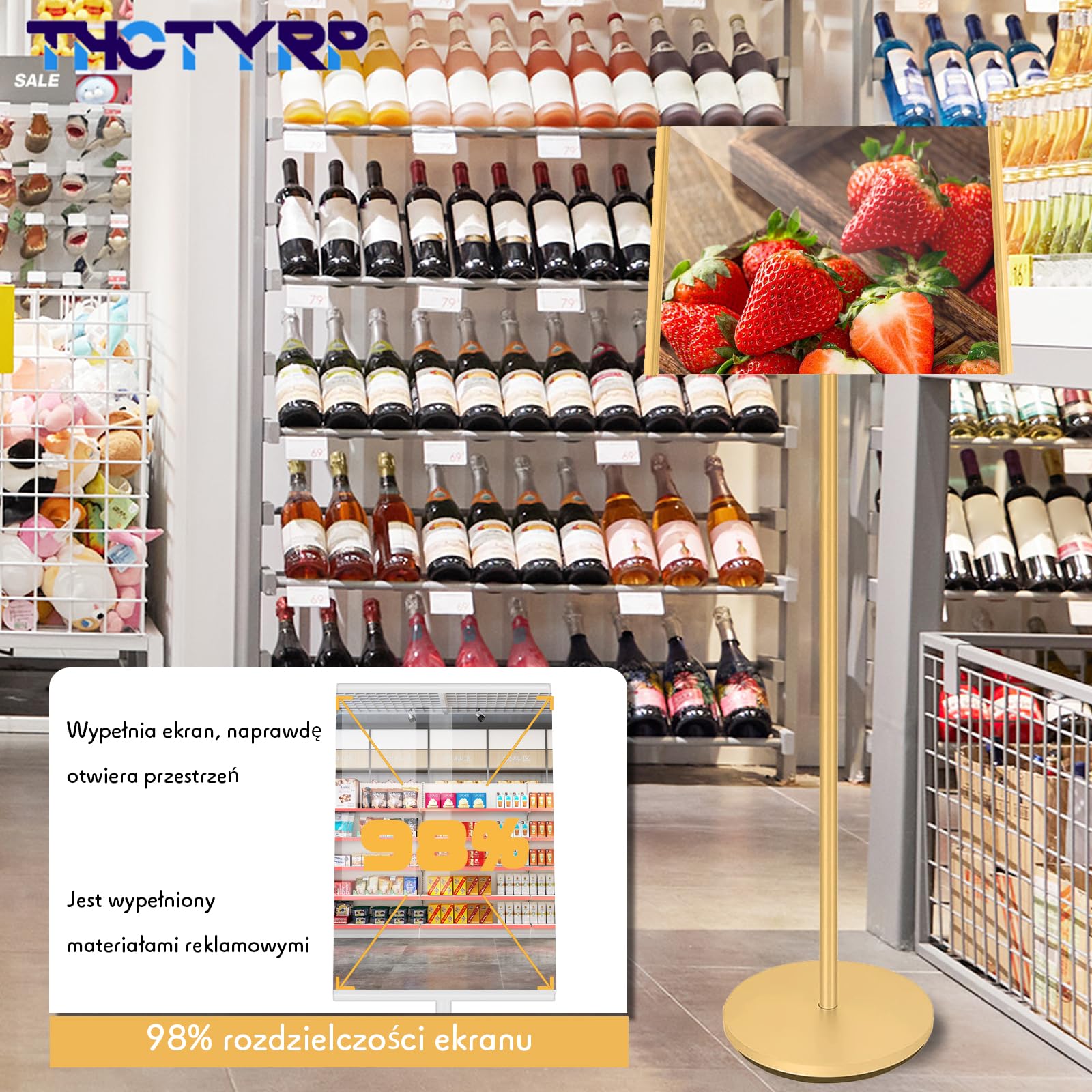Pionowy szyld, tablica informacyjna A3, tablica reklamowa, regulowany kąt, ze stopu aluminium, stabilna tabliczka wiadomości A3