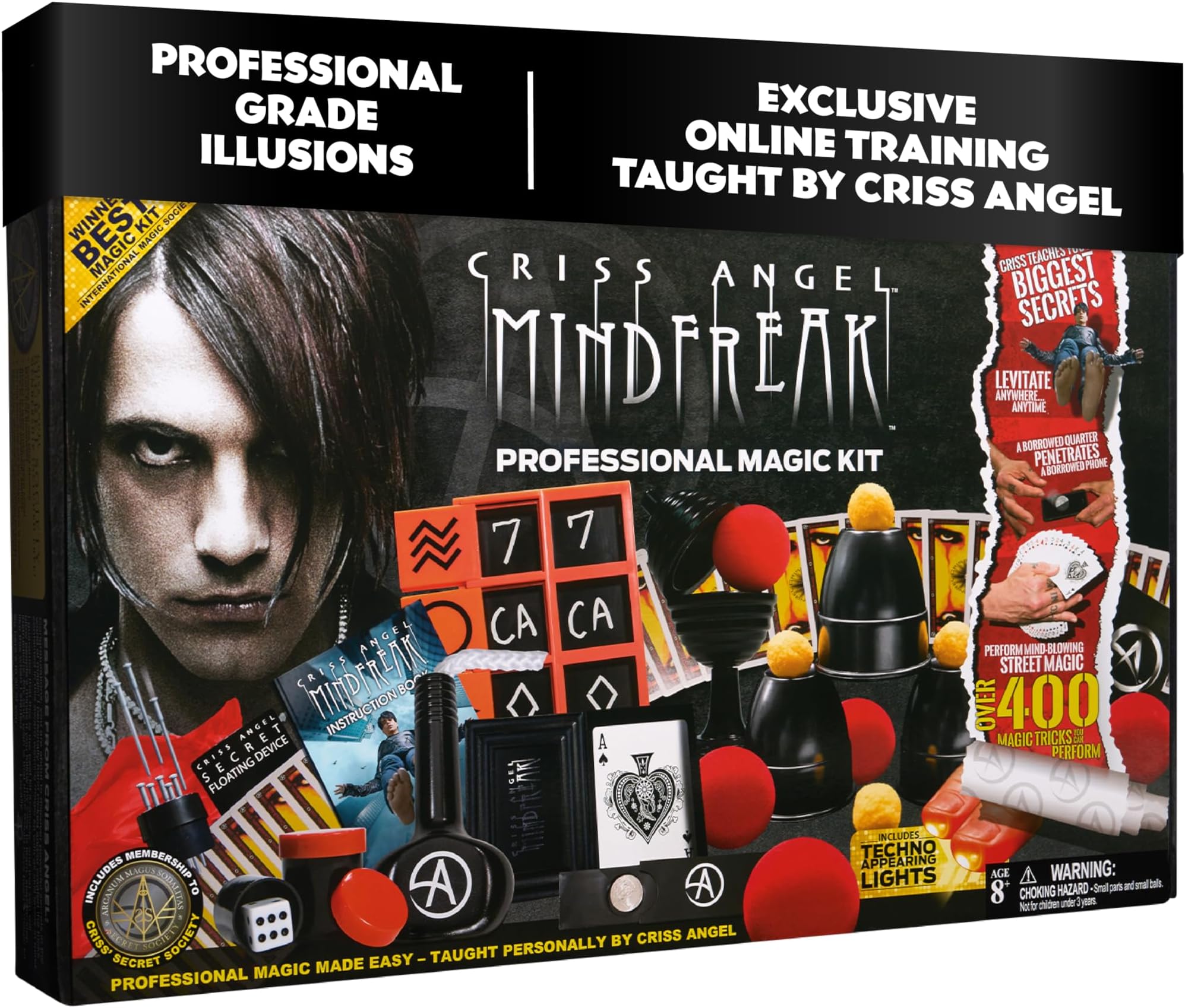 Criss Angel MINDFREAK Professional Magic Kit – 400+ Magic Tricks – Easy-to-Learn Tricks for Kids, Teens & Adults, Intermediate Kit