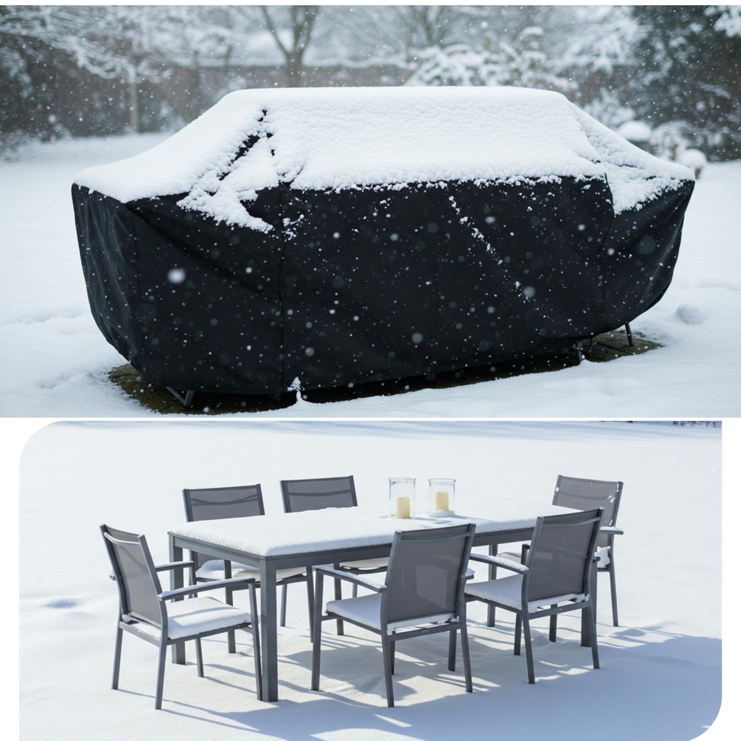 HNKDKJ Beschermhoes voor tuintafel en tuinmeubelen, afdekzeil voor tuinmeubelen, waterdicht, uv-bescherming, zwart, 205 x 135 x 90 cm (l x b x h
