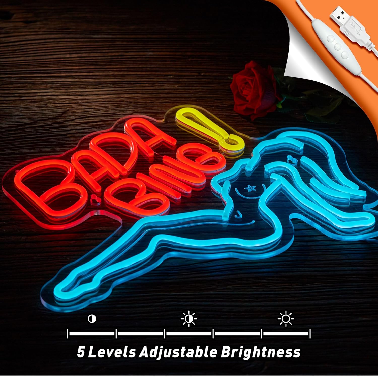 Bada Bing Neon Girl Sign for Wall Decor Sopranos Led Light for Bedroom Pub Store Man Cave Party USB Dimmable - Image 2