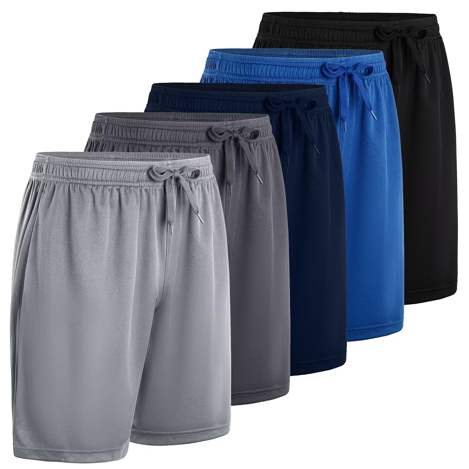 LeeHanTon Athletic Shorts Pack for Men Breathable Athletic Gym Shorts Elastic Waistband Quick Dry
