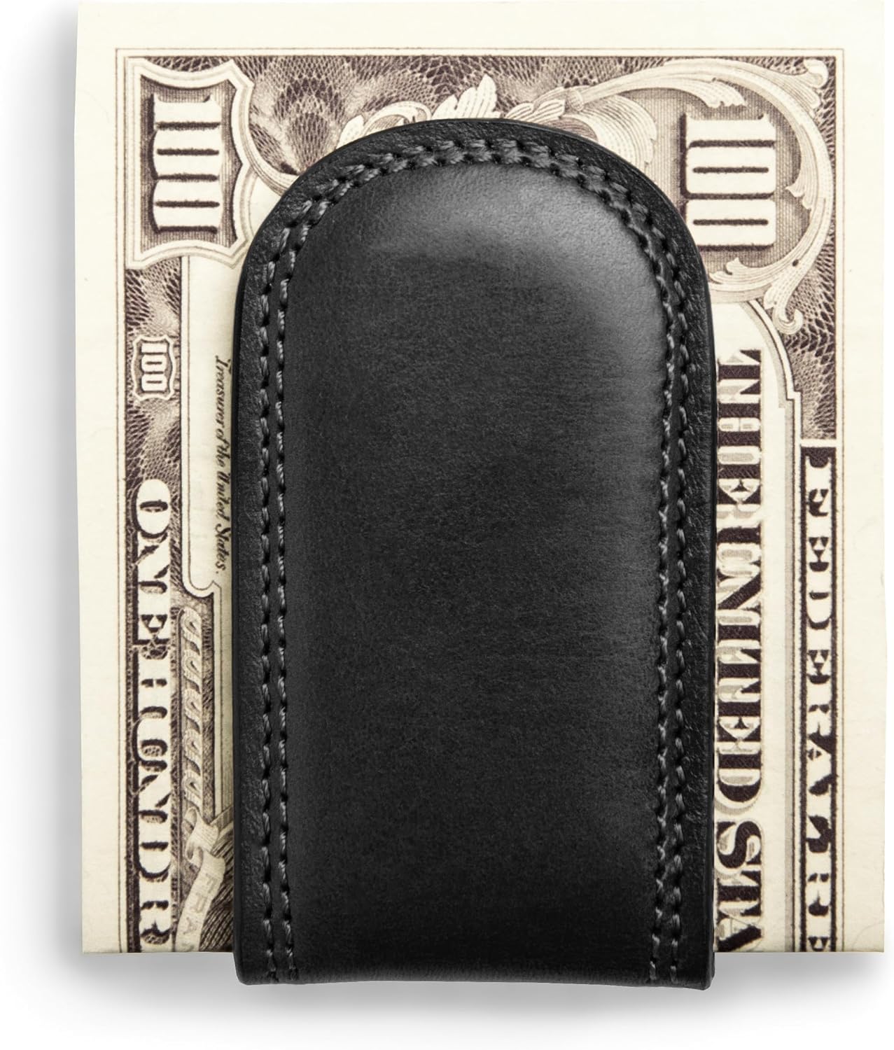 Bosca Men's Leather Money Clip Wallet - Magnetic, Luxury Full Grain Italian Dolce Leather Slim Clip For Men, Hand Stitched, Gift-Ready Packaging, Black