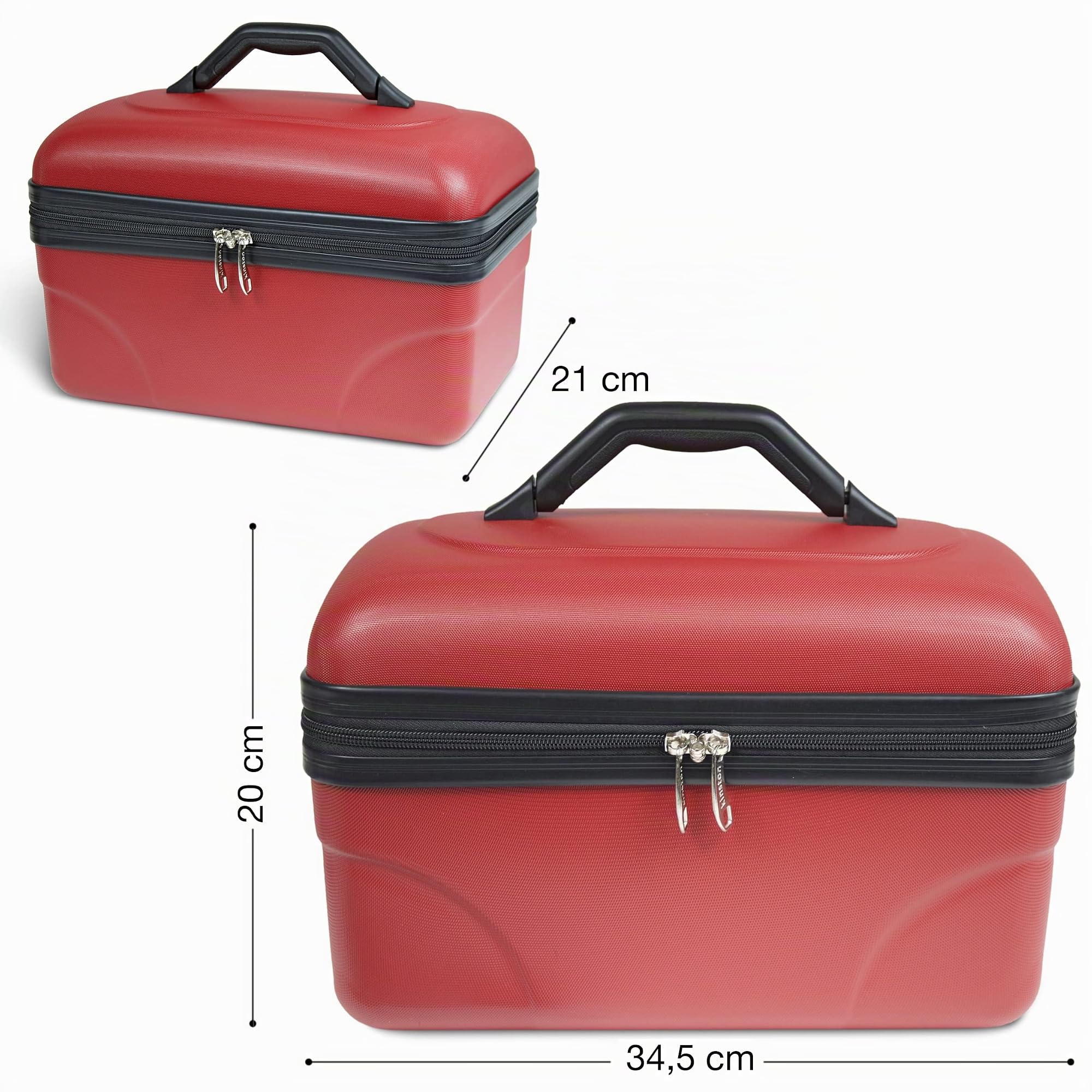 KINSTON Set de 2 Vanity Trousse de Toilette Voyage Cosmétiques, Rigide avec Poignée, Organisateur de Voyage, Boîte de Rangement - Grande capacité (Rouge)
