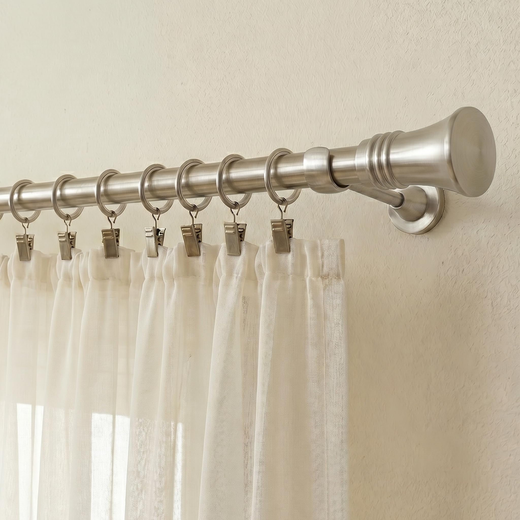 Gardinenstange Matt aus Stahl - Gordijnroede 400 cm - Elegante Modern Vorhangstange - 1-läufig stange vorhang - Karniesabschluss wählbar - Vorhang Stangen Gebürstet Porto