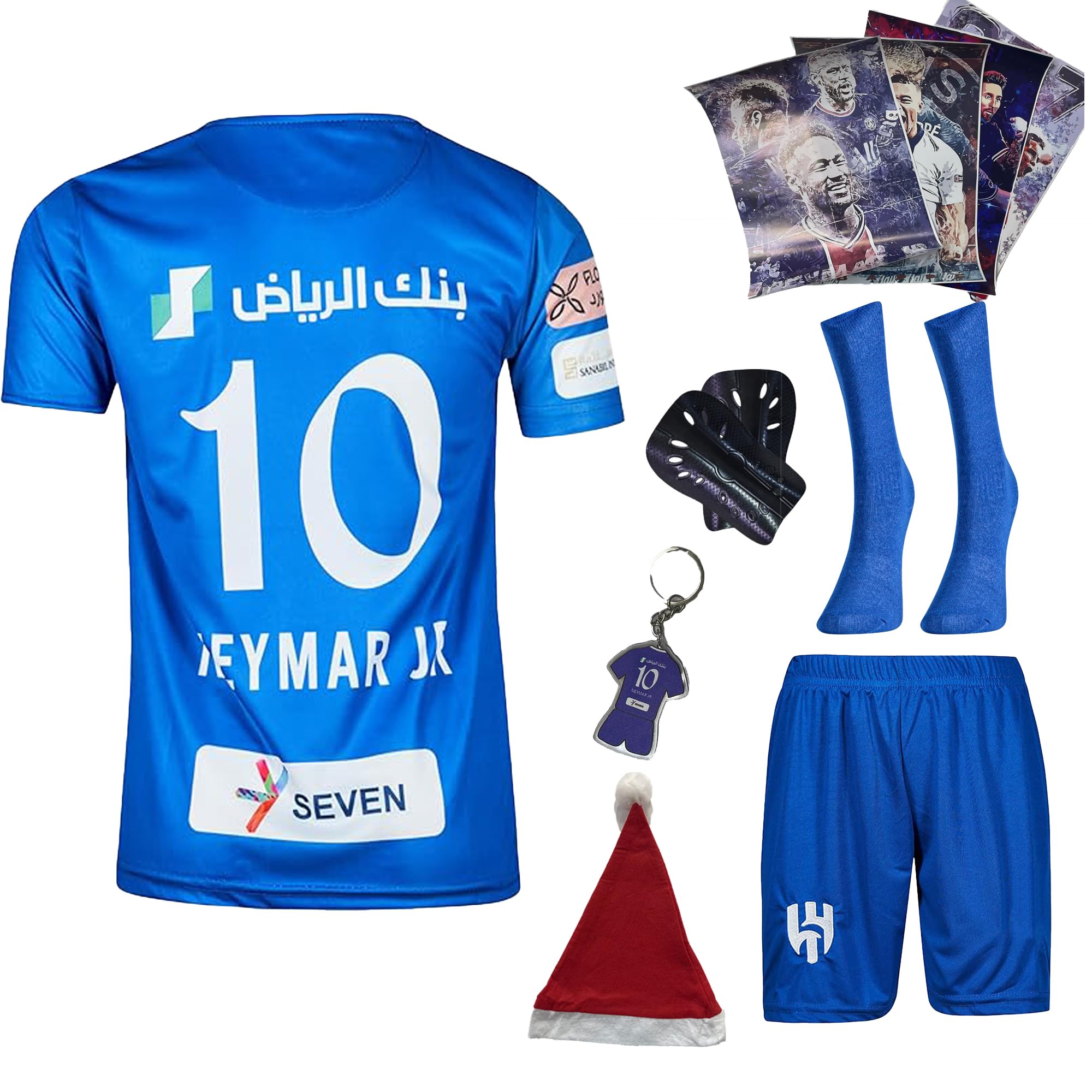 Gokaynex Neymar Jr. Al Hilal #10 Conjunto de camiseta de fútbol para niños, nueva temporada, camiseta de manga corta y pantalones cortos para unisex, camiseta deportiva, camisetas de entrenamiento de
