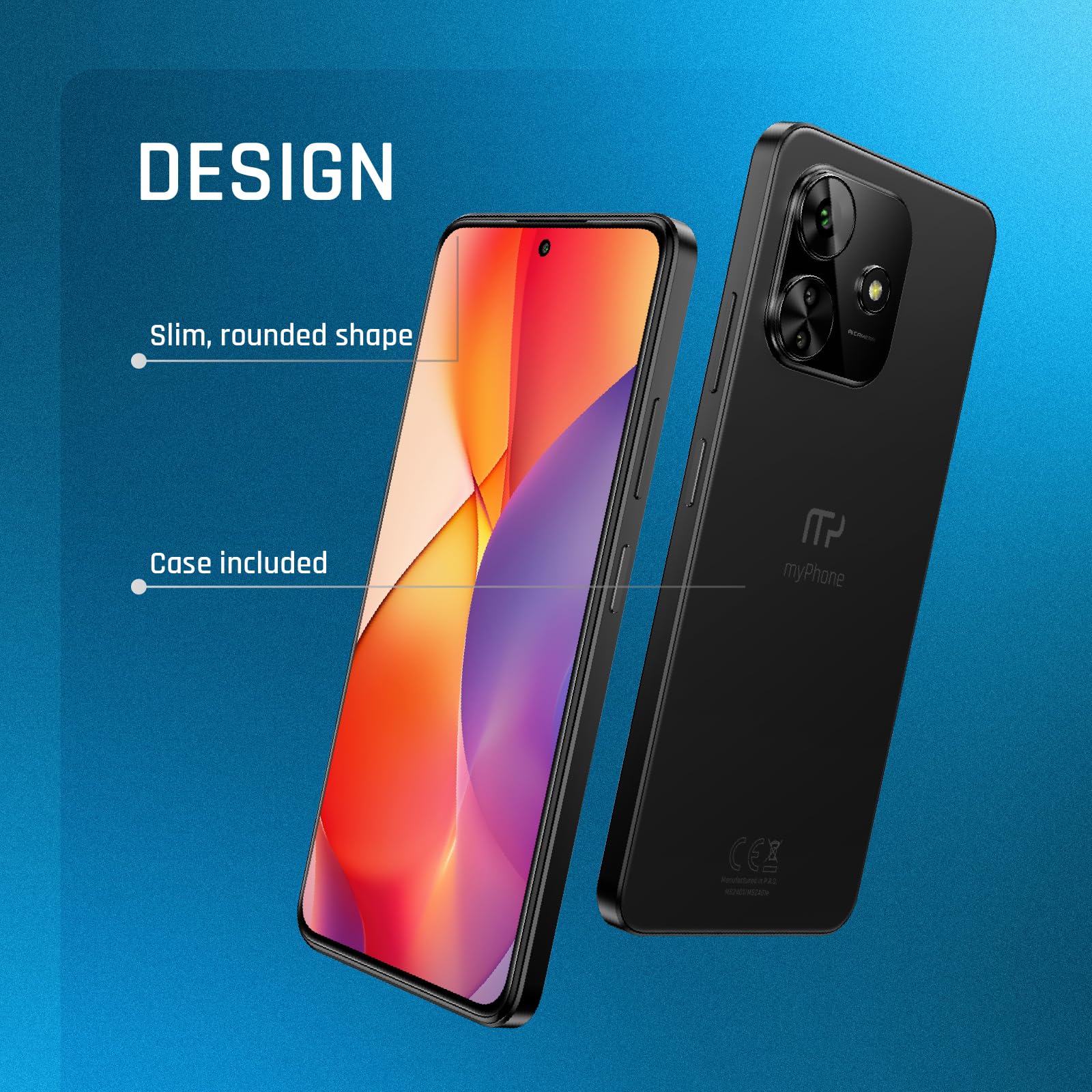 Smartfon myPhone N23 Plus, wyświetlacz AMOLED, szybkie odświeżanie 120Hz, 4G LTE, 6,7 cala, 8GB RAM, Android 14, potrójny aparat 64MP, 256GB pamięci, rozszerzalna do 1TB! 5000mAh + etui gratis