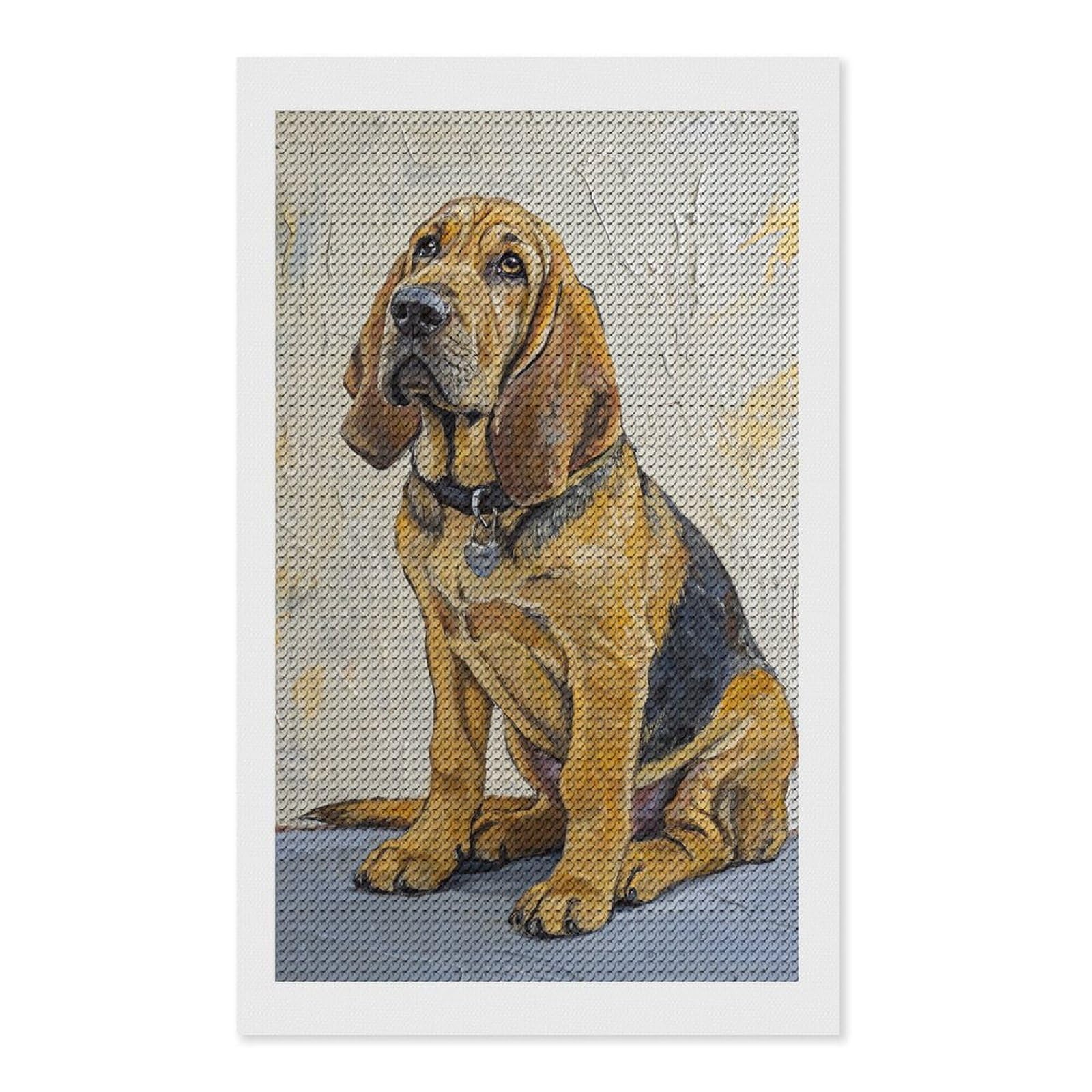 Junmoney Bloodhound Dog Portrait Round Drill Diamond Painting 12"x20", for Women, Relaxing DIY Hobby, Bedroom Decor, Christmas Gift, Adhesive Canvas
