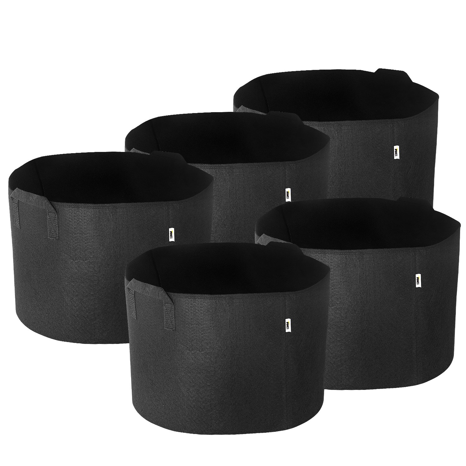 10 Gallon 5-Pack Grow Bags Fabric Aeration Pots Container with Strap Handles for Nursery and Plants (Black)