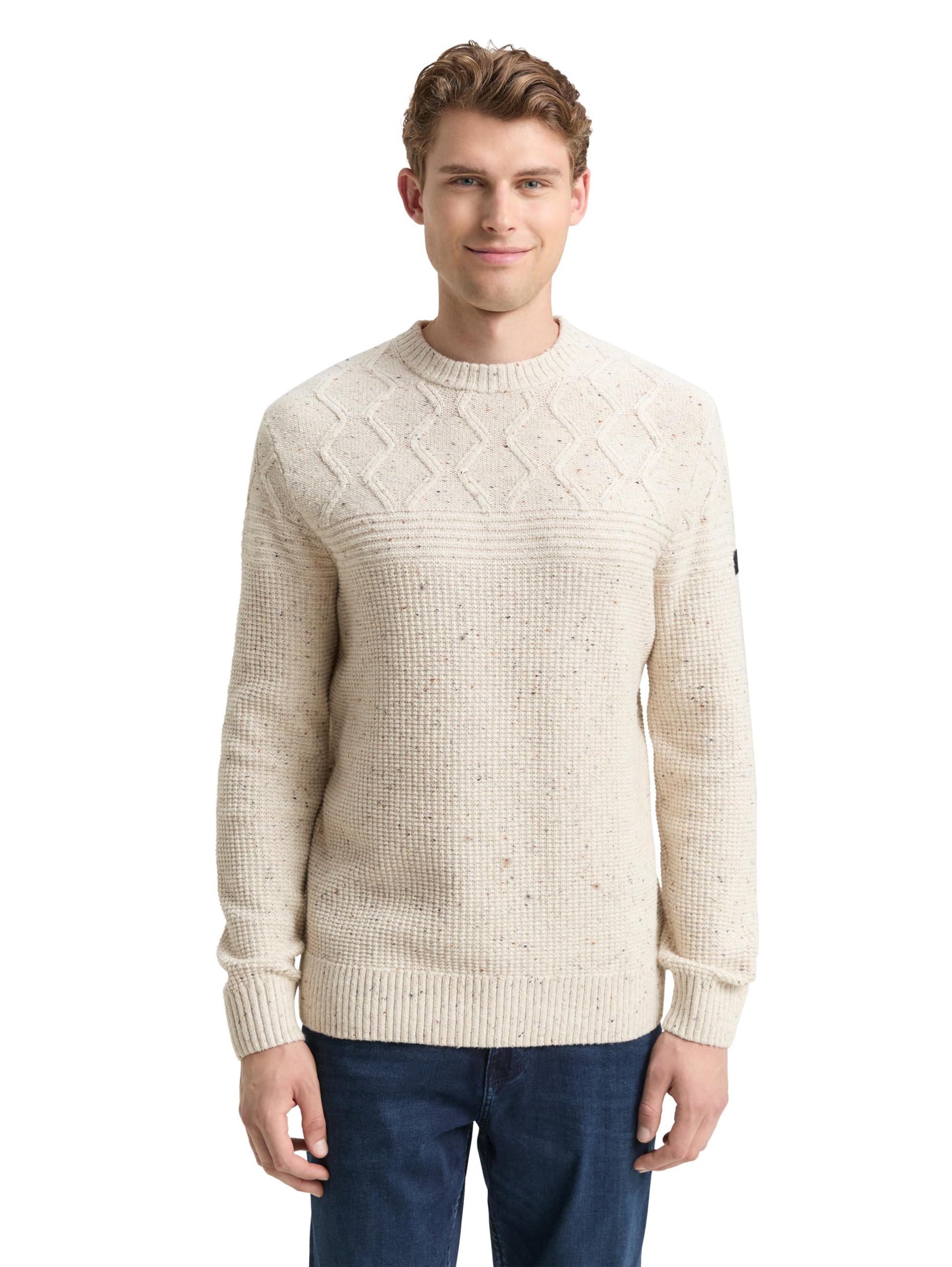 TOM TAILOR Herren Strickpullover mit Strukturmix