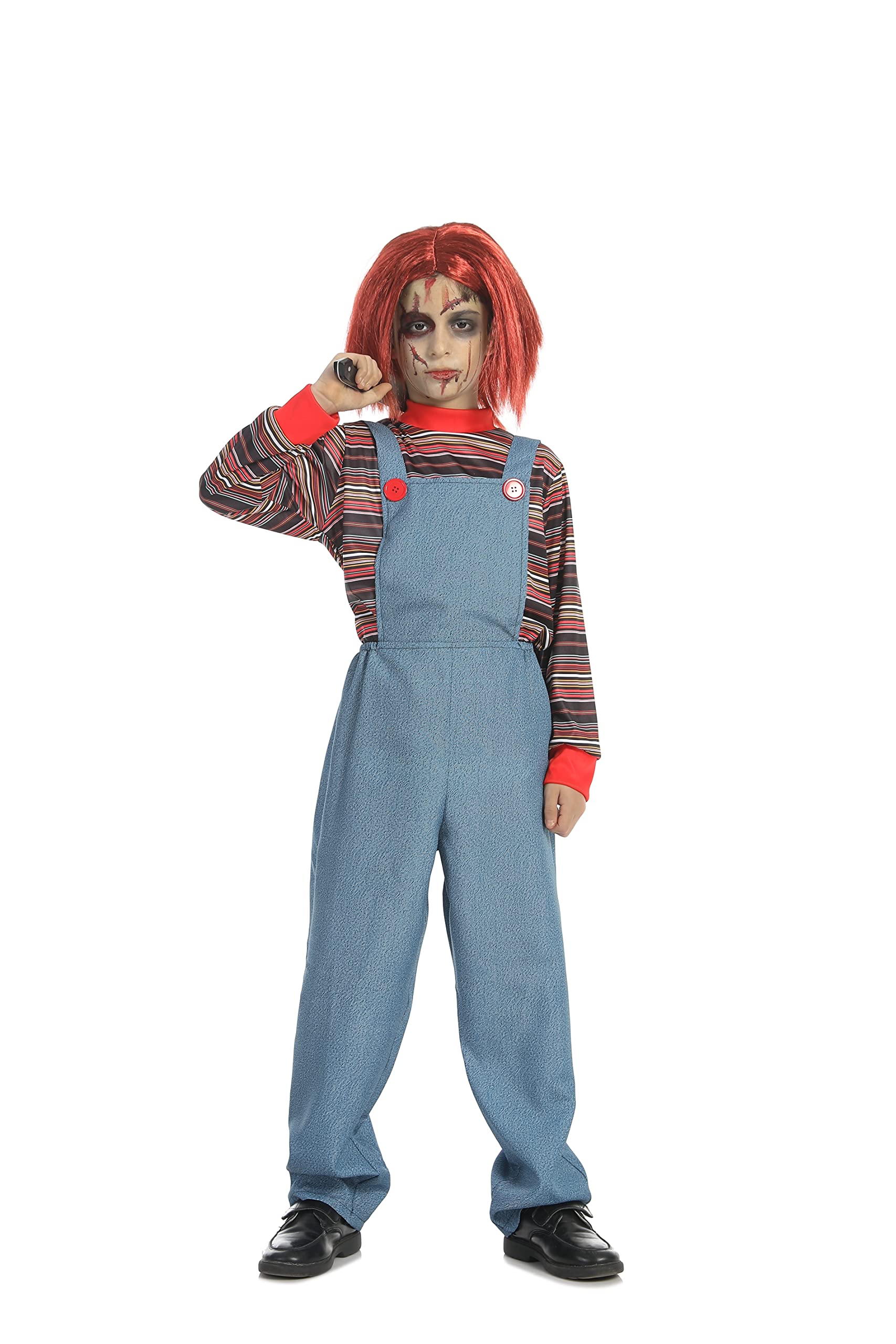 Carnavalife Parrucca per costume Chucky, per bambini, chuki, bambola diabolica, corta, rossa, arancione, per Halloween, costume chucky, rosso